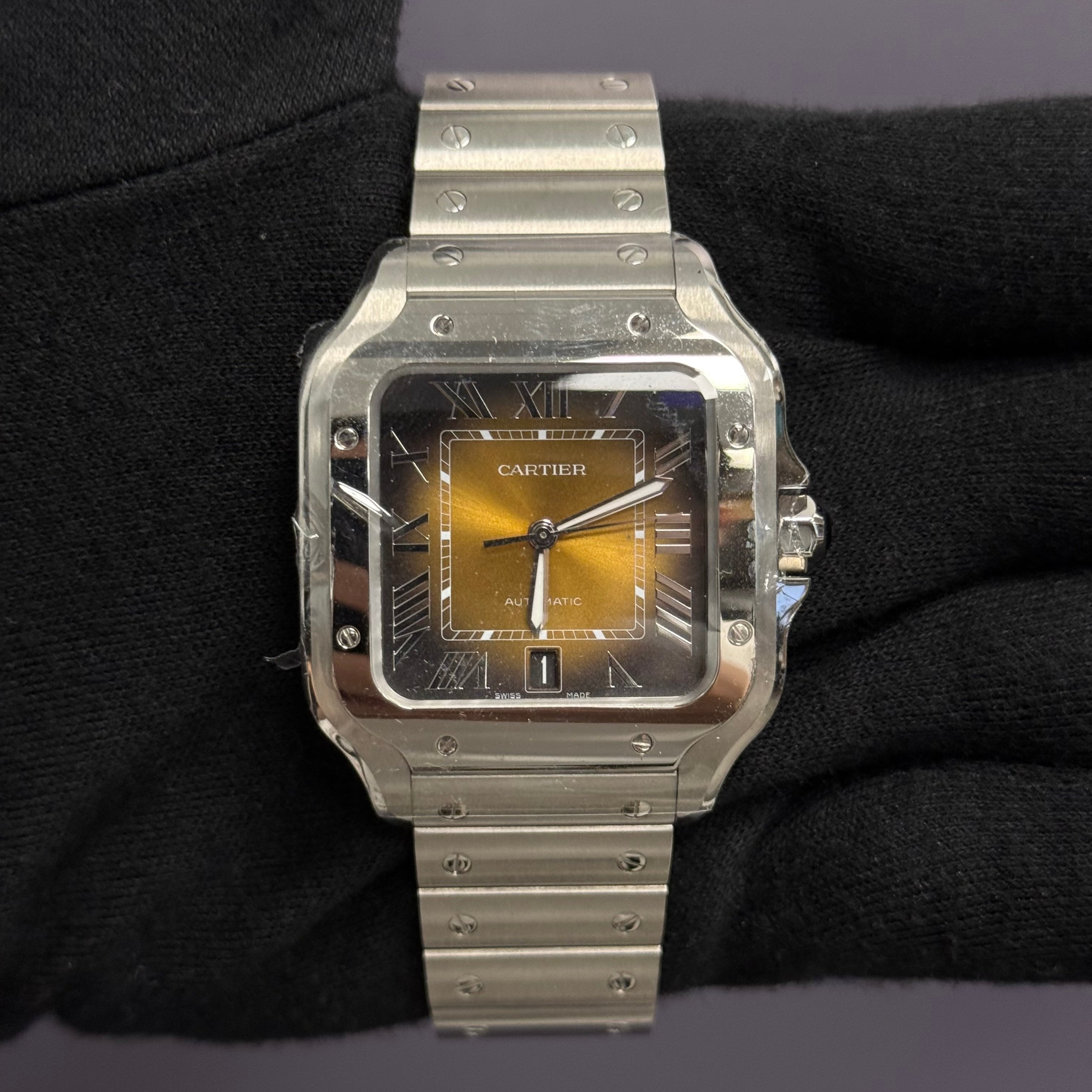 Cartier Santos 39.8mm Brown Dial Watch Ref# WSSA0064 - Happy Jewelers Fine Jewelry Lifetime Warranty