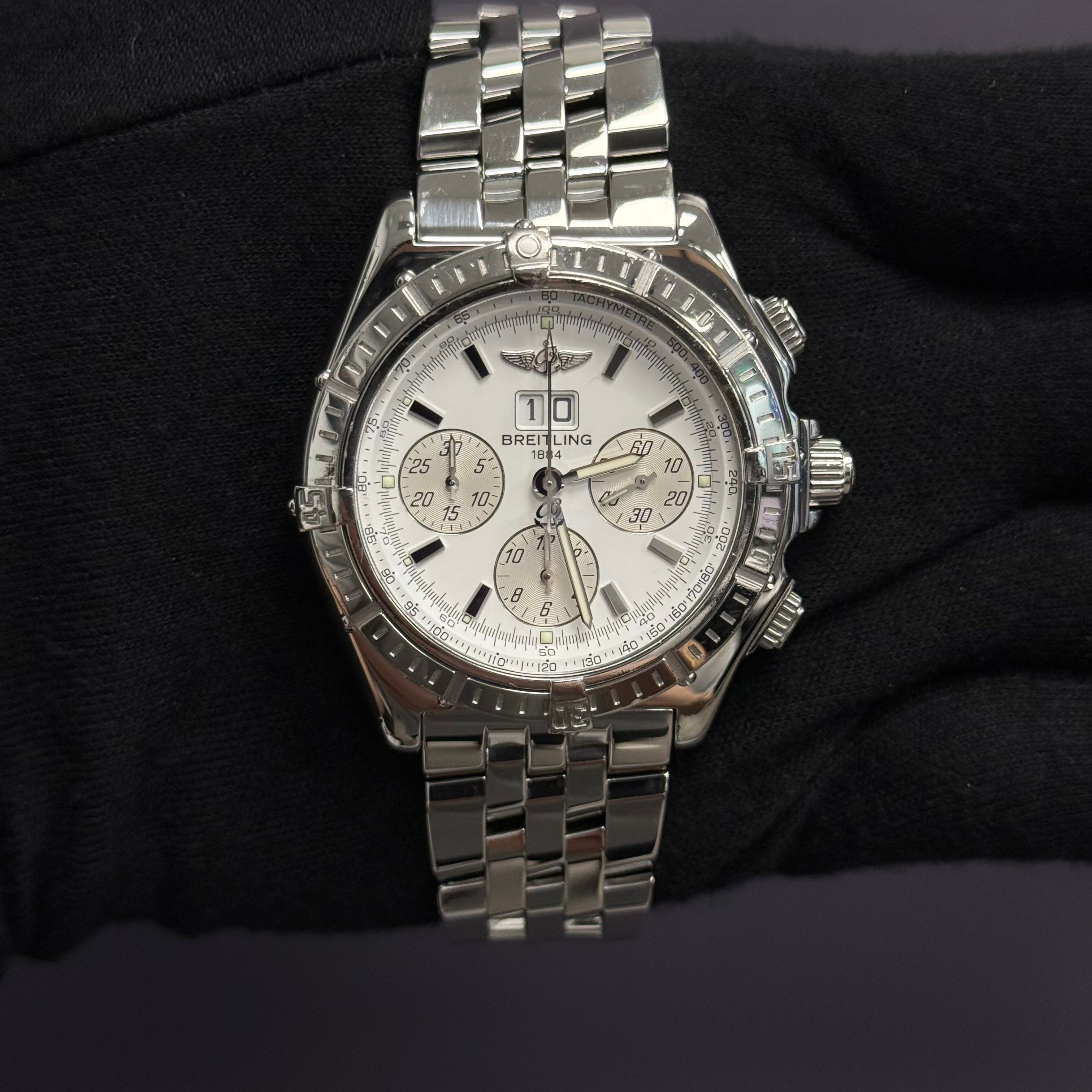 Breitling Crosswind 44mm White Dial Watch Ref# A44355 - Happy Jewelers Fine Jewelry Lifetime Warranty