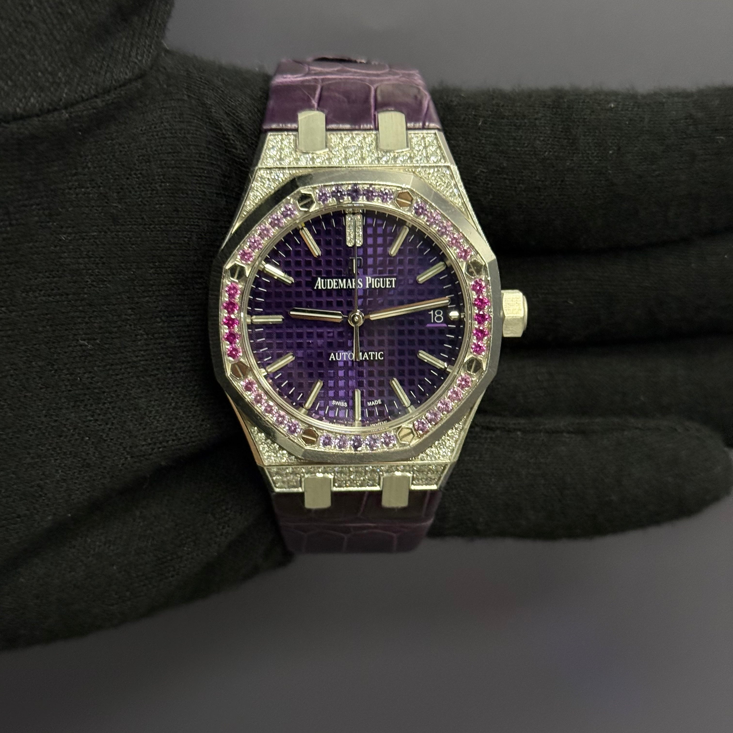 Audemars Piguet Royal Oak 37mm Purple Dial Watch Ref# 15452BC.ZY.D600CR.01 - Happy Jewelers Fine Jewelry Lifetime Warranty