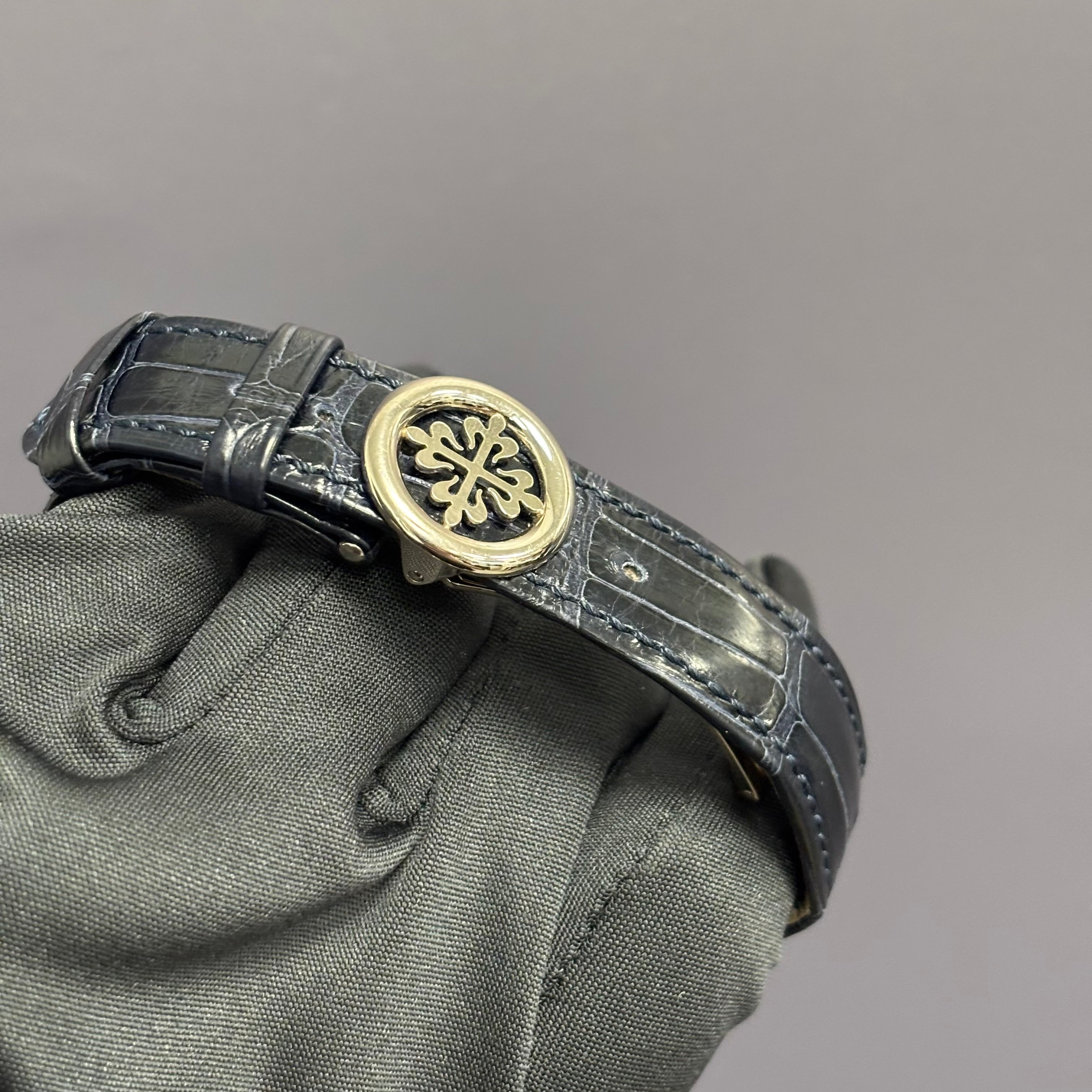 Patek Philippe TIFFANY STAMPED Annual Calendar 39mm Blue Dial Watch Ref# 5147G-001 - Happy Jewelers Fine Jewelry Lifetime Warranty