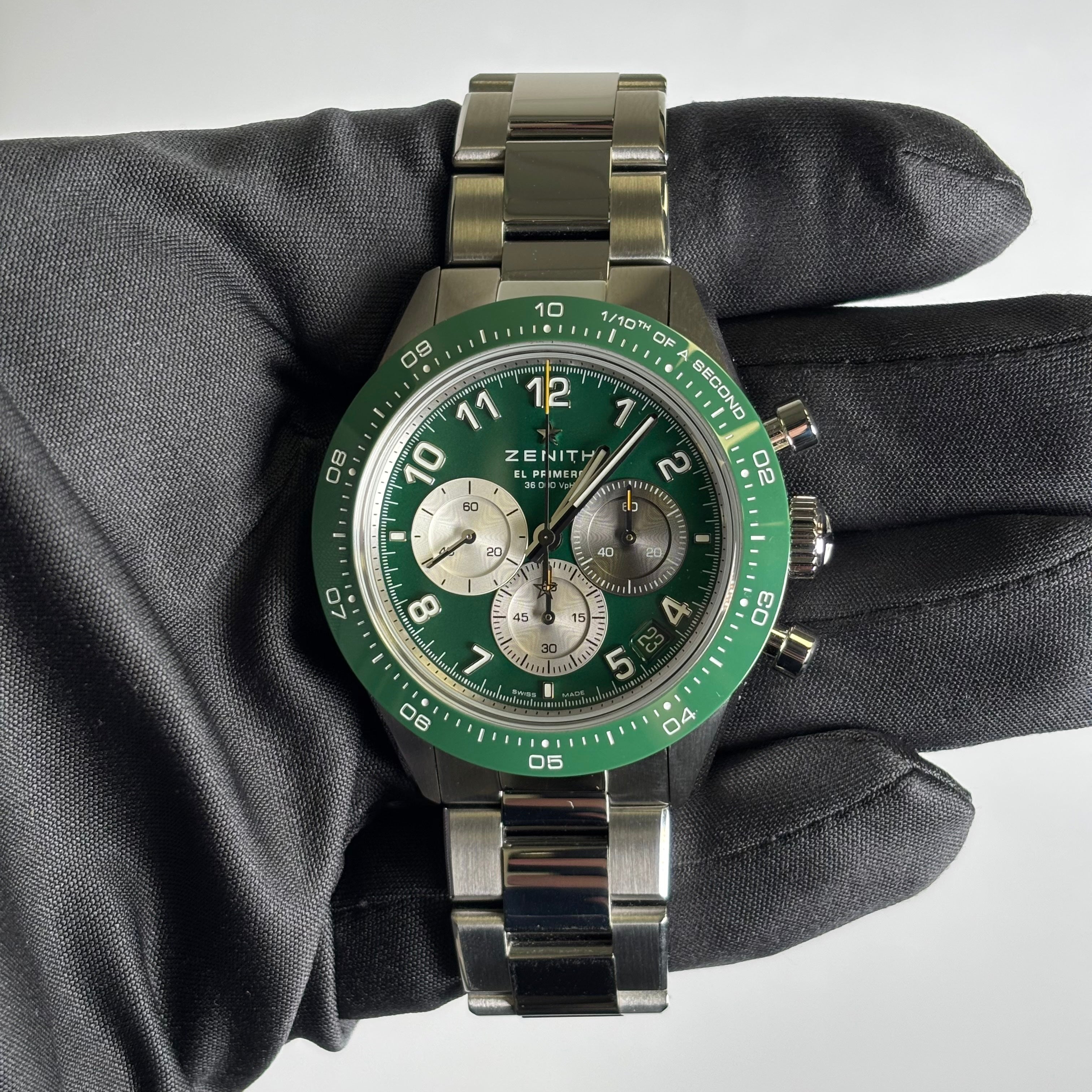 Zenith Choronomaster 41mm Green Dial Watch Ref# 03.3117.3600/56.M3100 - Happy Jewelers Fine Jewelry Lifetime Warranty