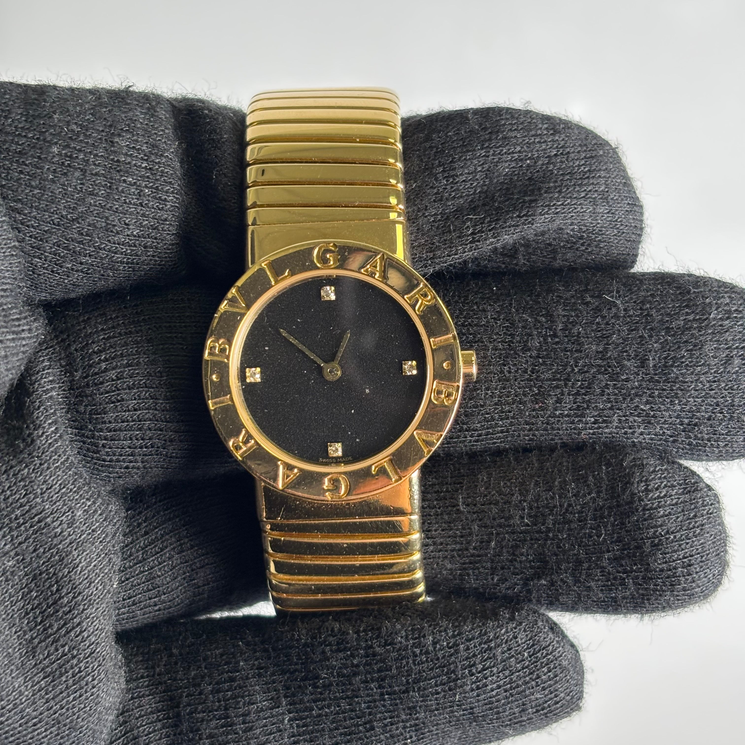 Bvlgari Tubagos 26mm Black Dial Watch Ref# BB262T - Happy Jewelers Fine Jewelry Lifetime Warranty