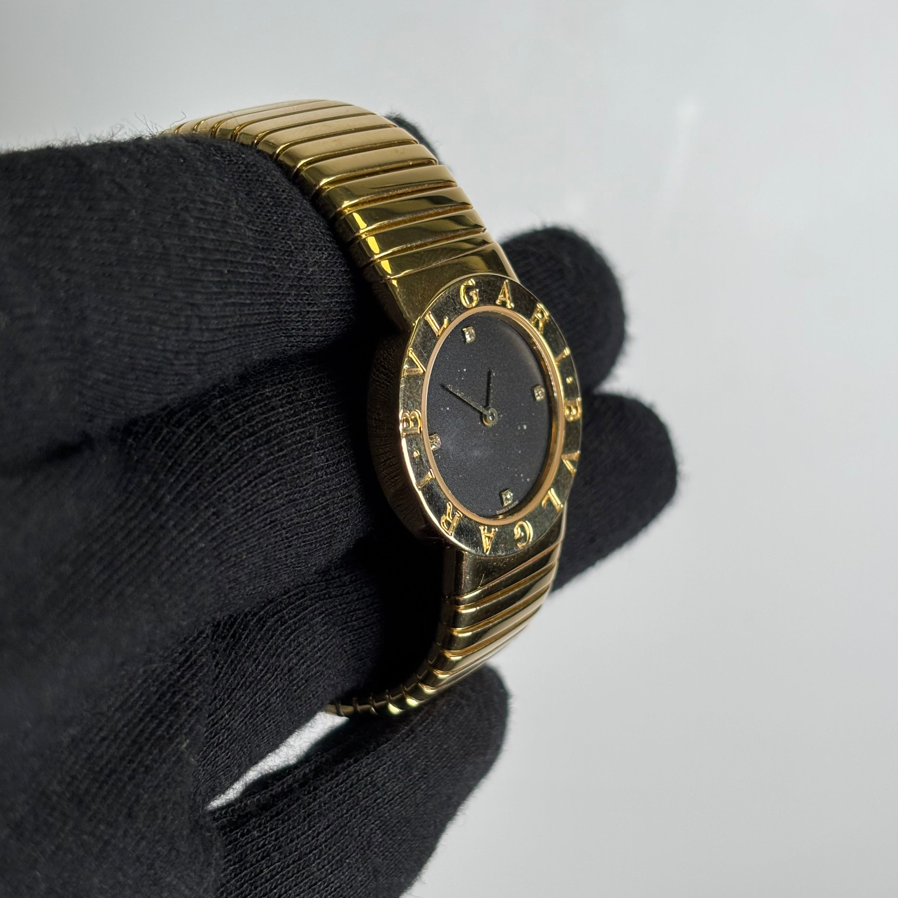 Bvlgari Tubagos 26mm Black Dial Watch Ref# BB262T - Happy Jewelers Fine Jewelry Lifetime Warranty