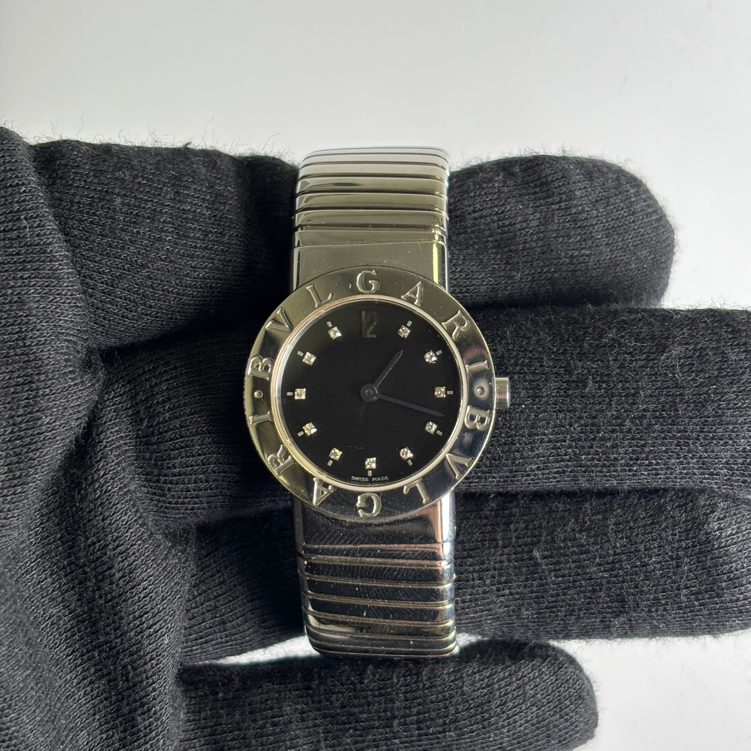 Bvlgari Tubagos 26mm Black Dial Watch Ref# BB262TS - Happy Jewelers Fine Jewelry Lifetime Warranty