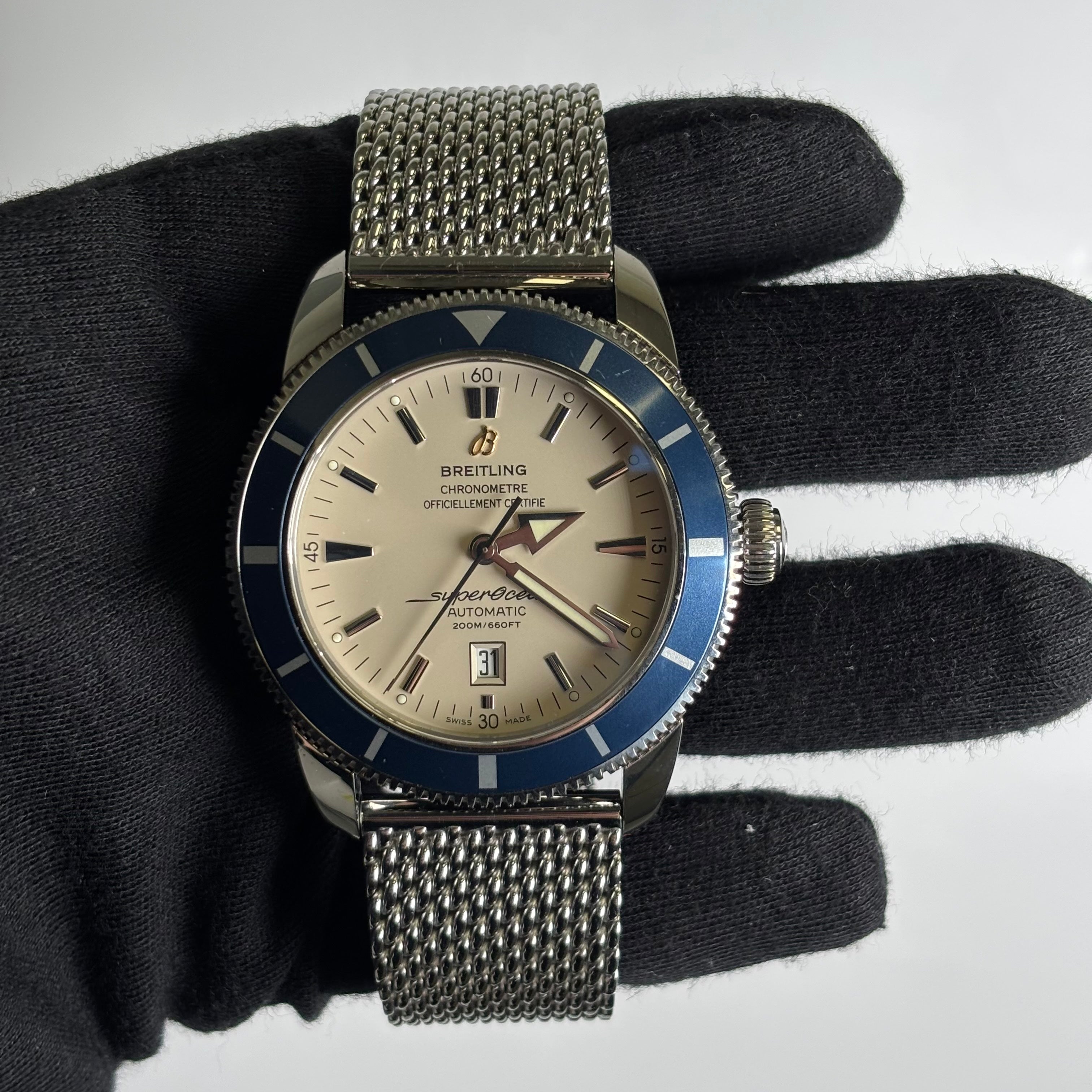 Breitling Superocean 46mm Cream Dial Watch Ref# A17320 - Happy Jewelers Fine Jewelry Lifetime Warranty