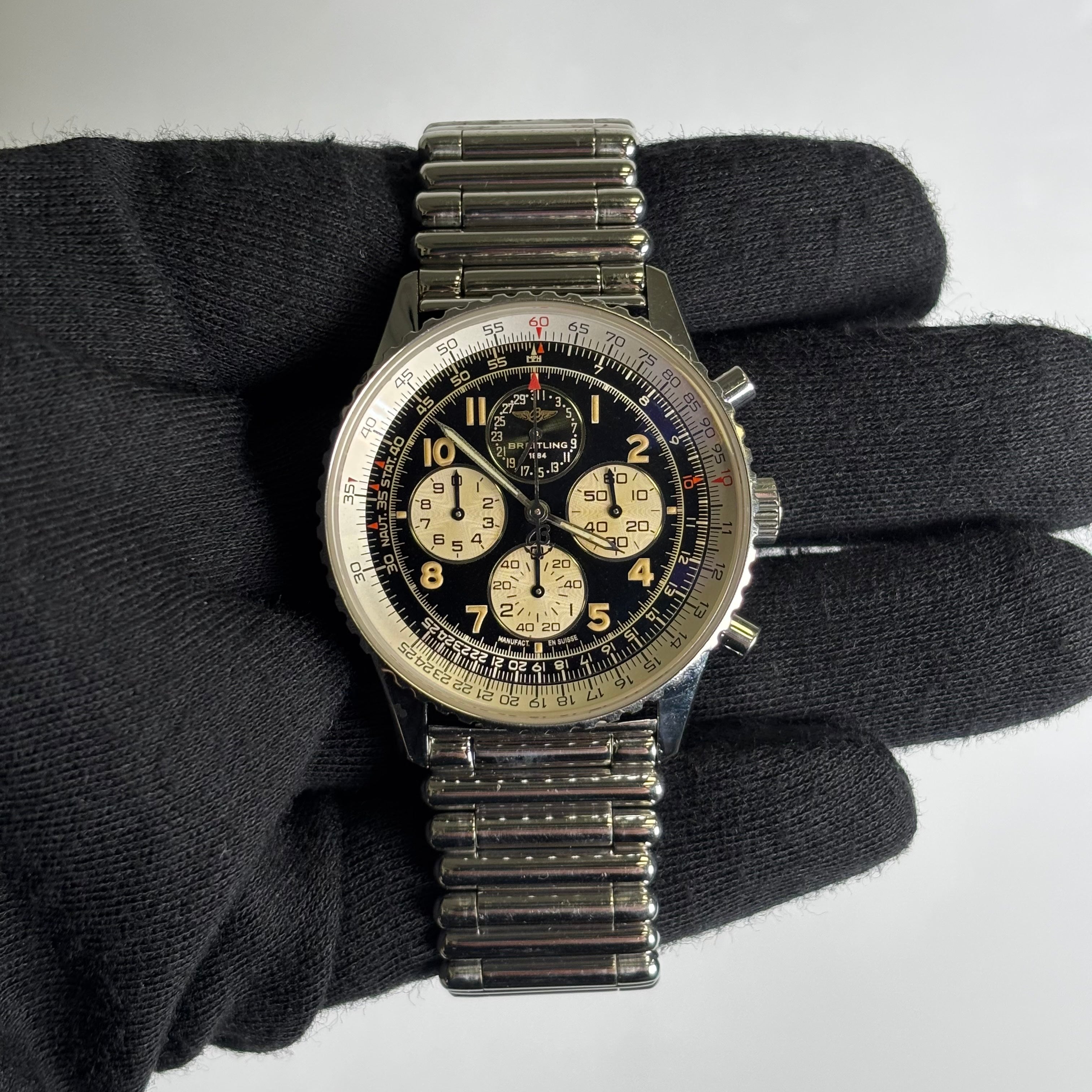 Breitling Navitimer 38mm Black Dial Watch Ref# A33030 - Happy Jewelers Fine Jewelry Lifetime Warranty