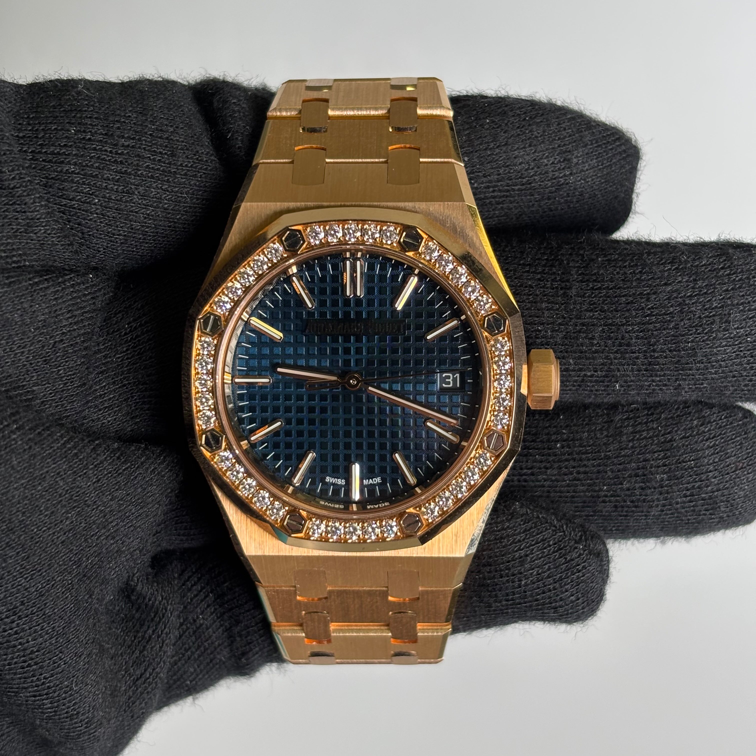 Audemars Piguet Royal Oak 37mm Blue Dial Watch Ref# 15551OR.ZZ.1356OR.02 - Happy Jewelers Fine Jewelry Lifetime Warranty