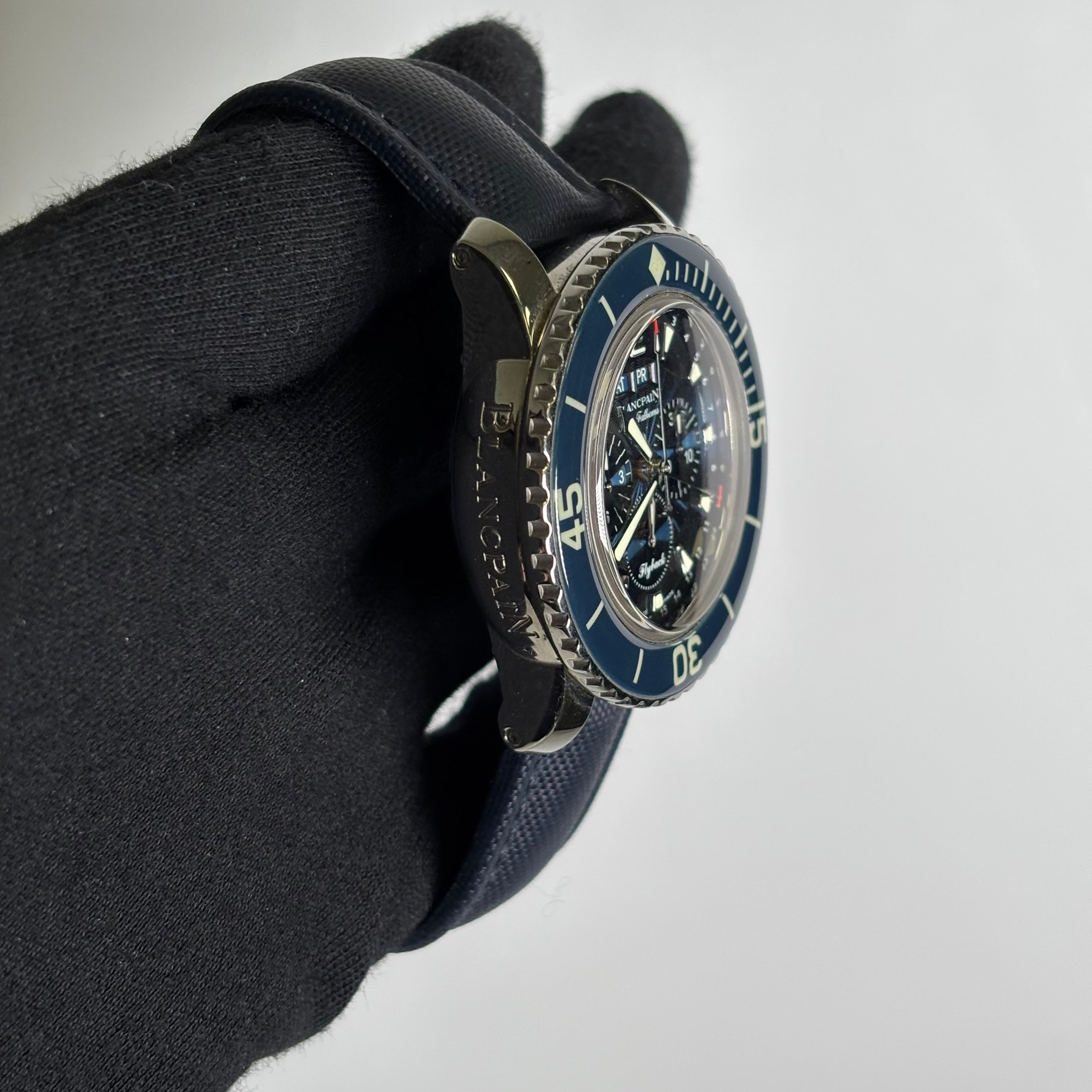 Blancpain Fifty Fathoms 45mm Blue Dial Watch Ref# 5066F-1140-52B - Happy Jewelers Fine Jewelry Lifetime Warranty
