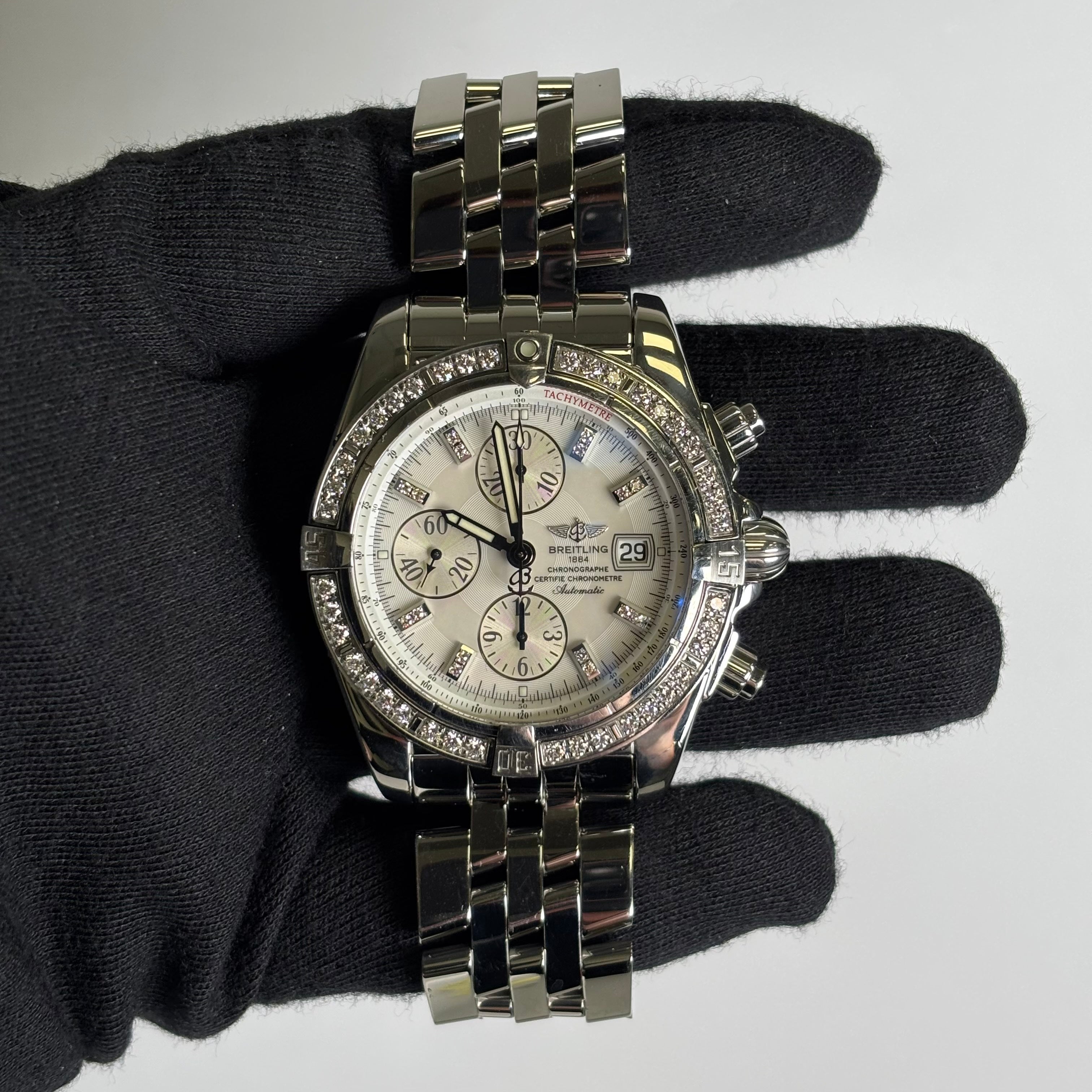 Breitling Chronomat 43mm MOP Dial Watch Ref# A13356 - Happy Jewelers Fine Jewelry Lifetime Warranty