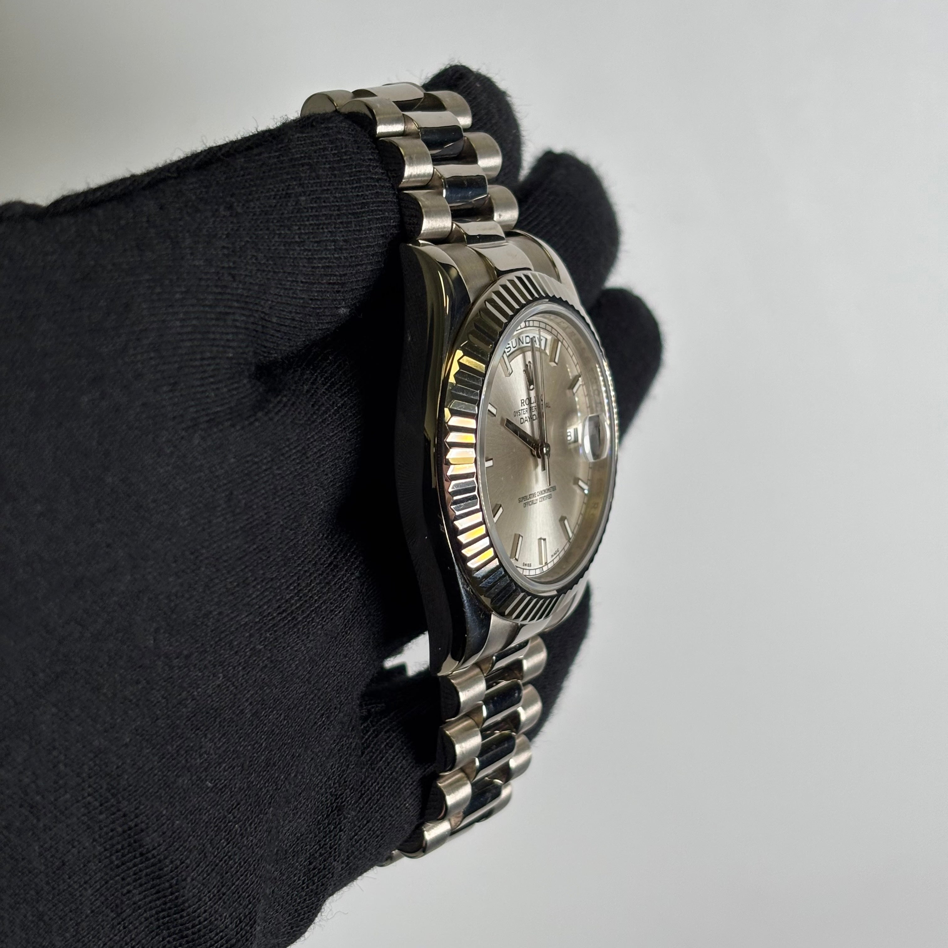 Rolex Day-Date 41mm Silver Dial Watch Ref# 218239 - Happy Jewelers Fine Jewelry Lifetime Warranty