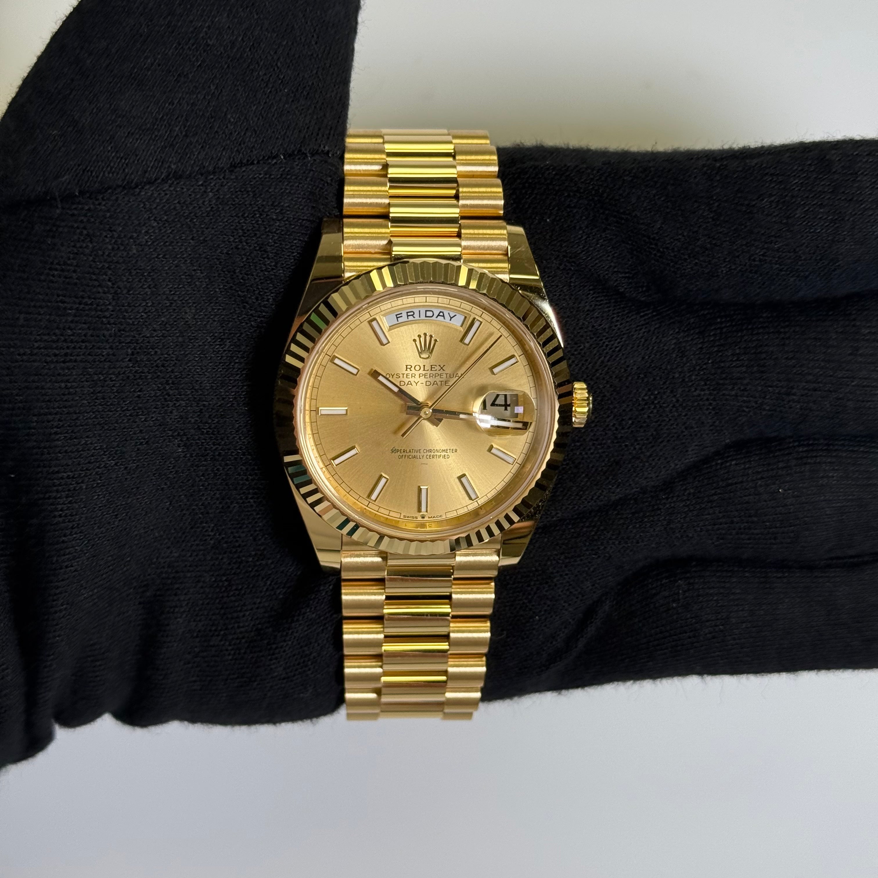 Rolex Day-Date 40mm Champagne Dial Watch Ref# 228238 - Happy Jewelers Fine Jewelry Lifetime Warranty