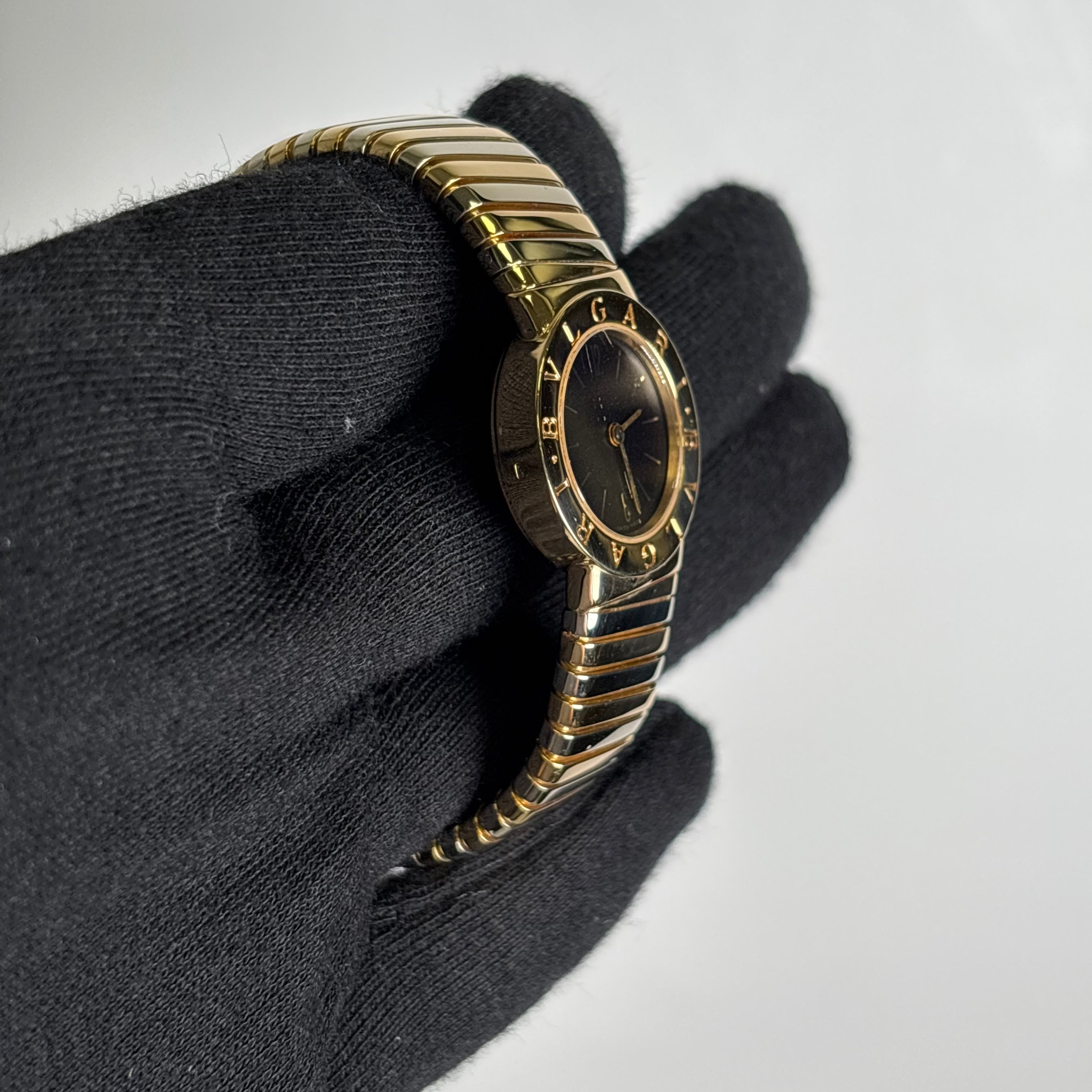 Bvlgari Tubagos 26mm Black Dial Watch Ref# BB232T - Happy Jewelers Fine Jewelry Lifetime Warranty