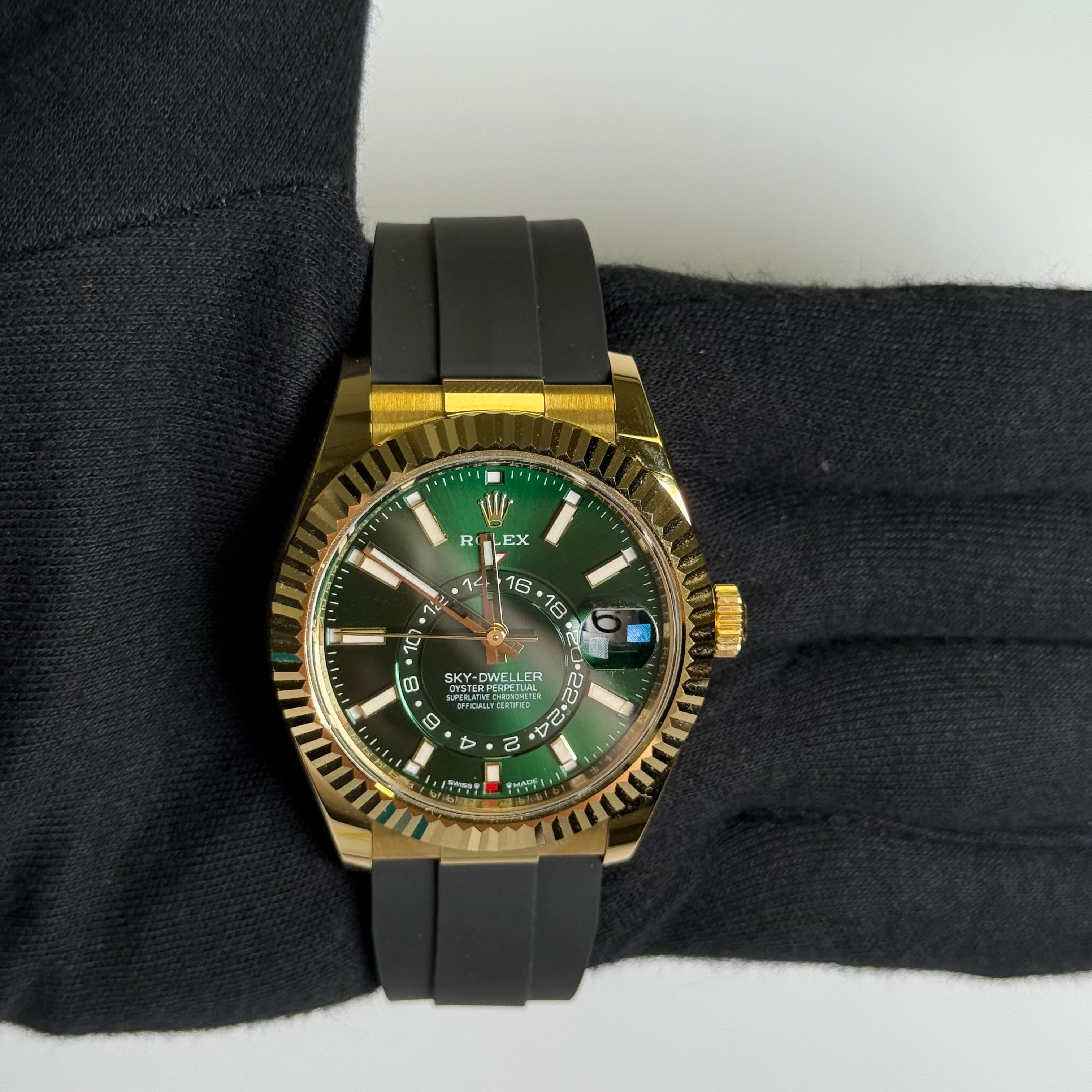 Rolex Sky-Dweller 42mm Green Dial Watch Ref# 336238 - Happy Jewelers Fine Jewelry Lifetime Warranty