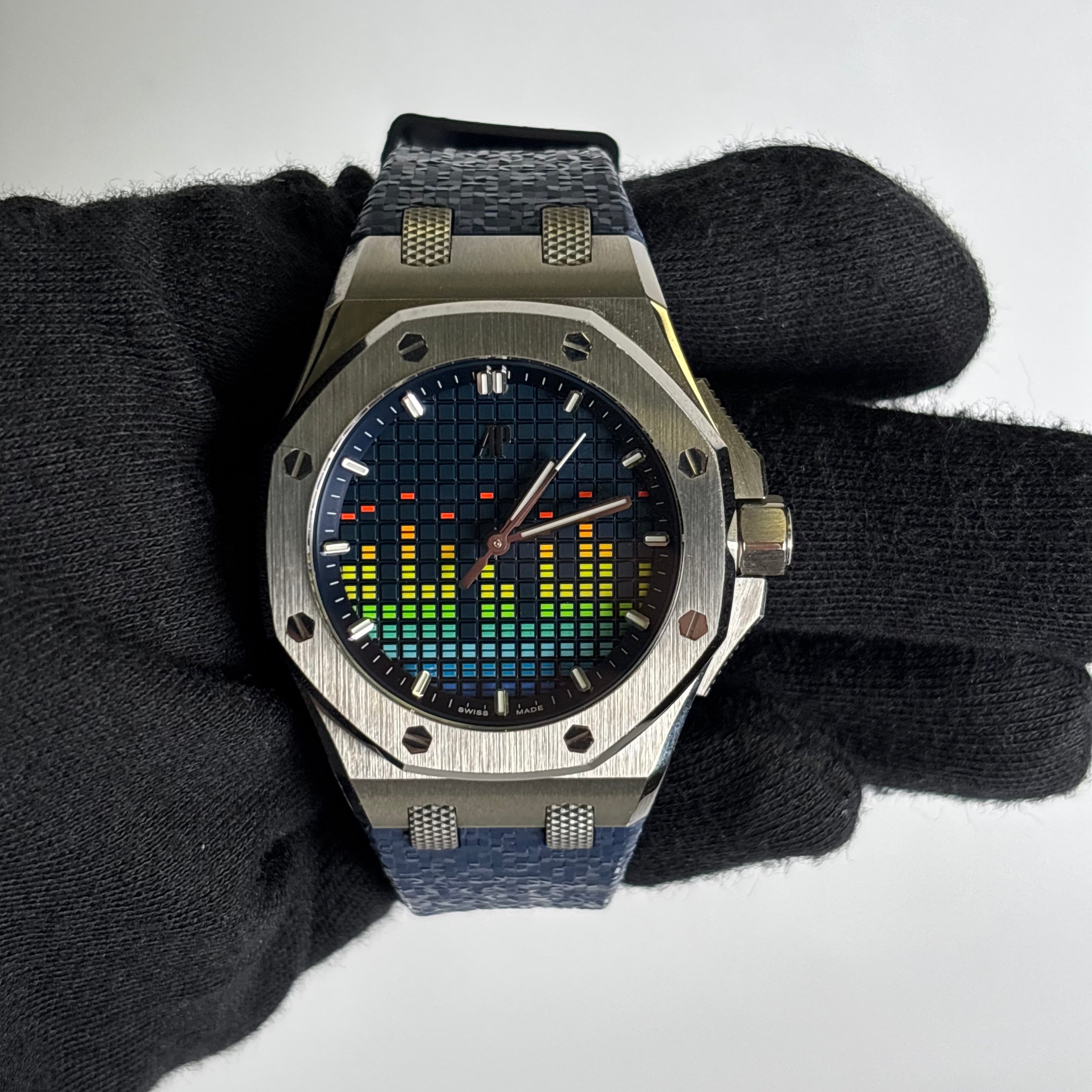 Audemars Piguet Royal Oak 37mm Blue Dial Watch Ref# 77600TI.OO.A343CA.01 - Happy Jewelers Fine Jewelry Lifetime Warranty