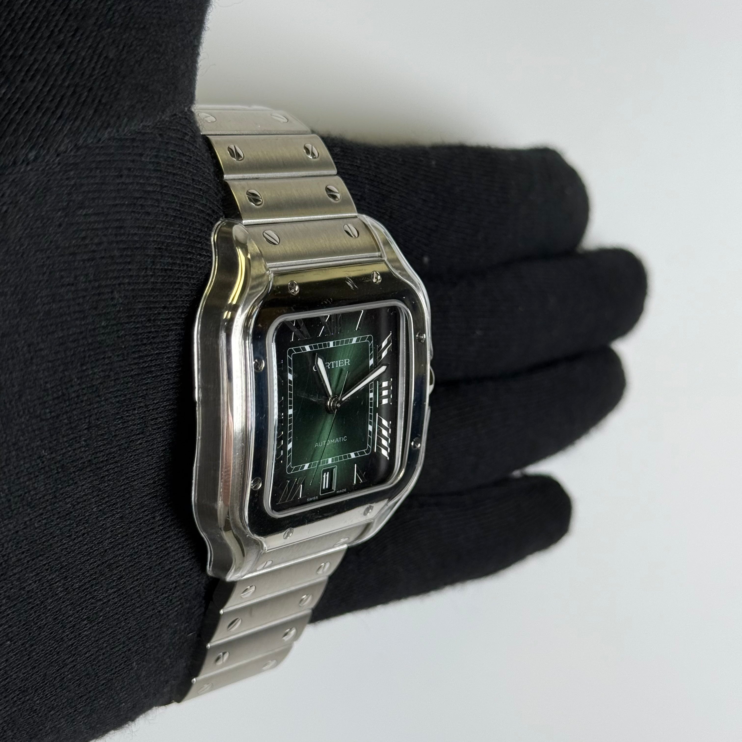Cartier Santos 39.8mm Green Dial Watch Ref# WSSA0062 - Happy Jewelers Fine Jewelry Lifetime Warranty