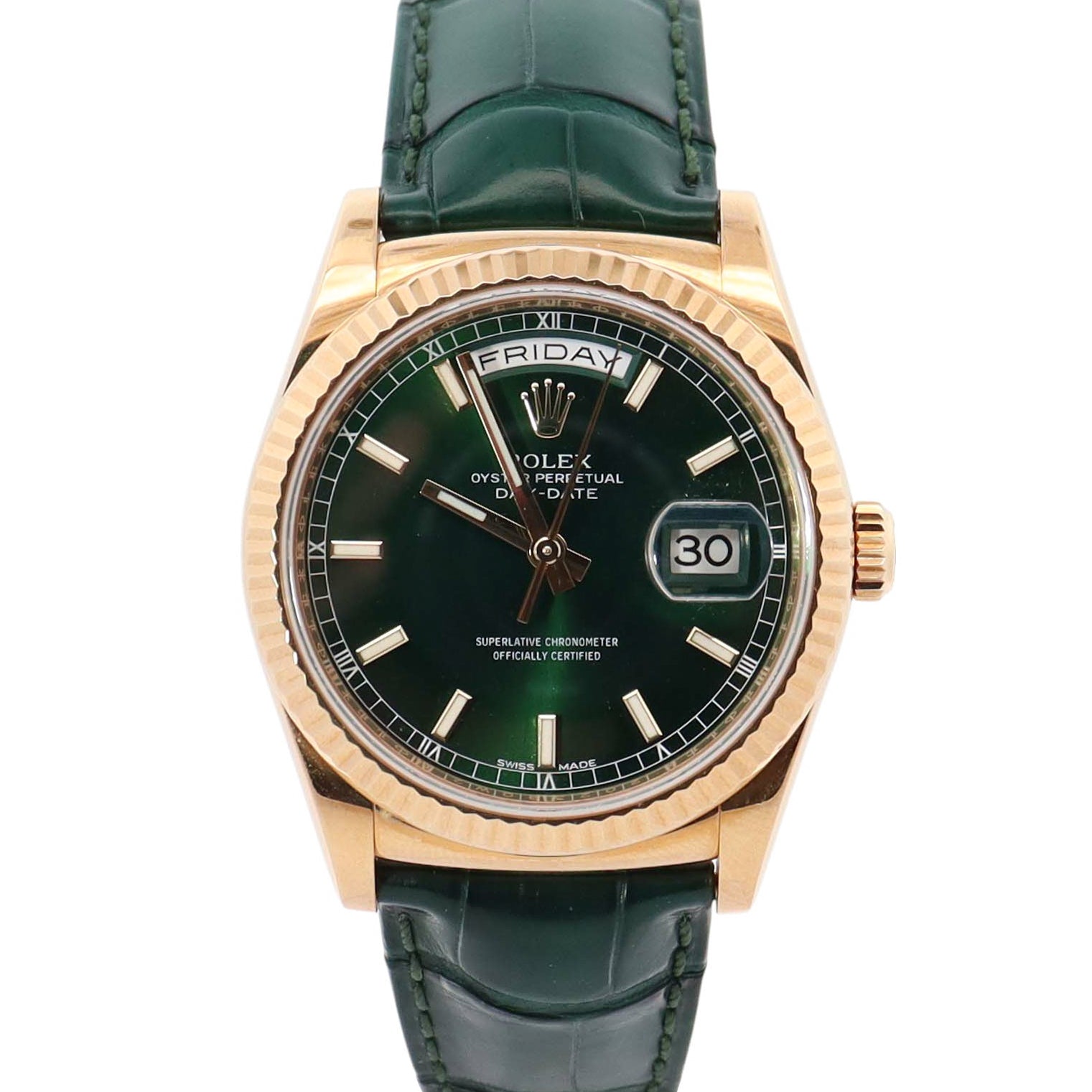 Rolex Day-Date 36mm Green Dial Watch Ref# 118138 - Happy Jewelers Fine Jewelry Lifetime Warranty