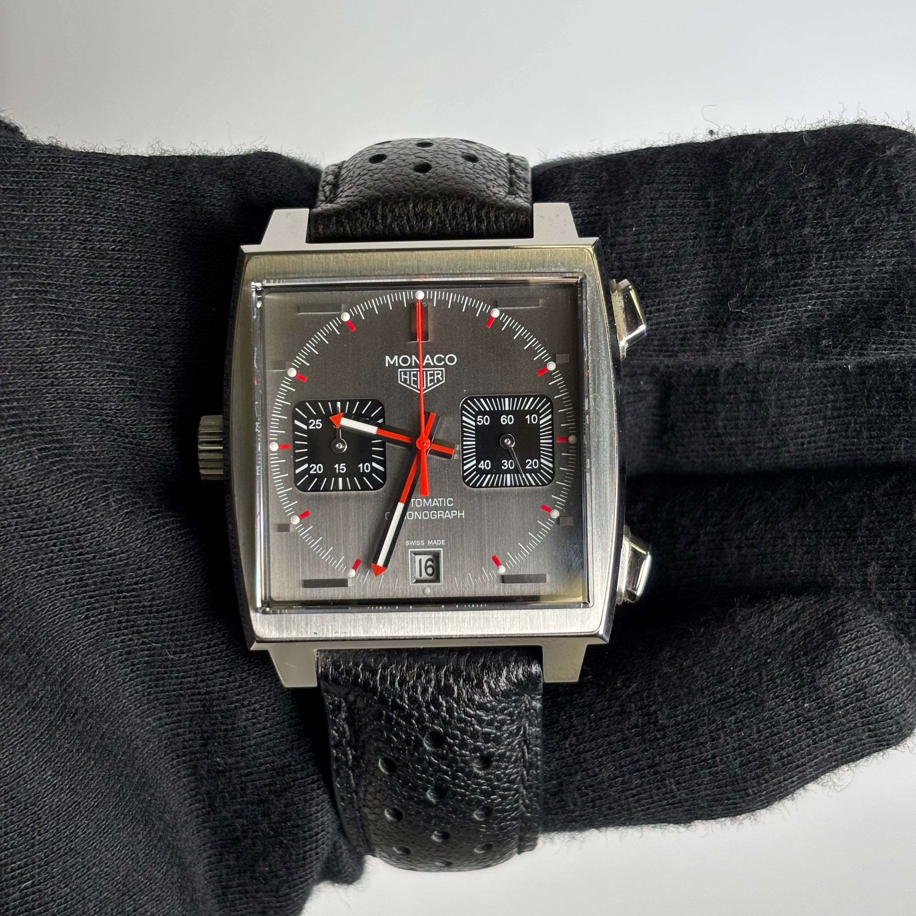 Tag Heuer Monaco 39mm Silver Dial Watch Ref# CAW211B - Happy Jewelers Fine Jewelry Lifetime Warranty
