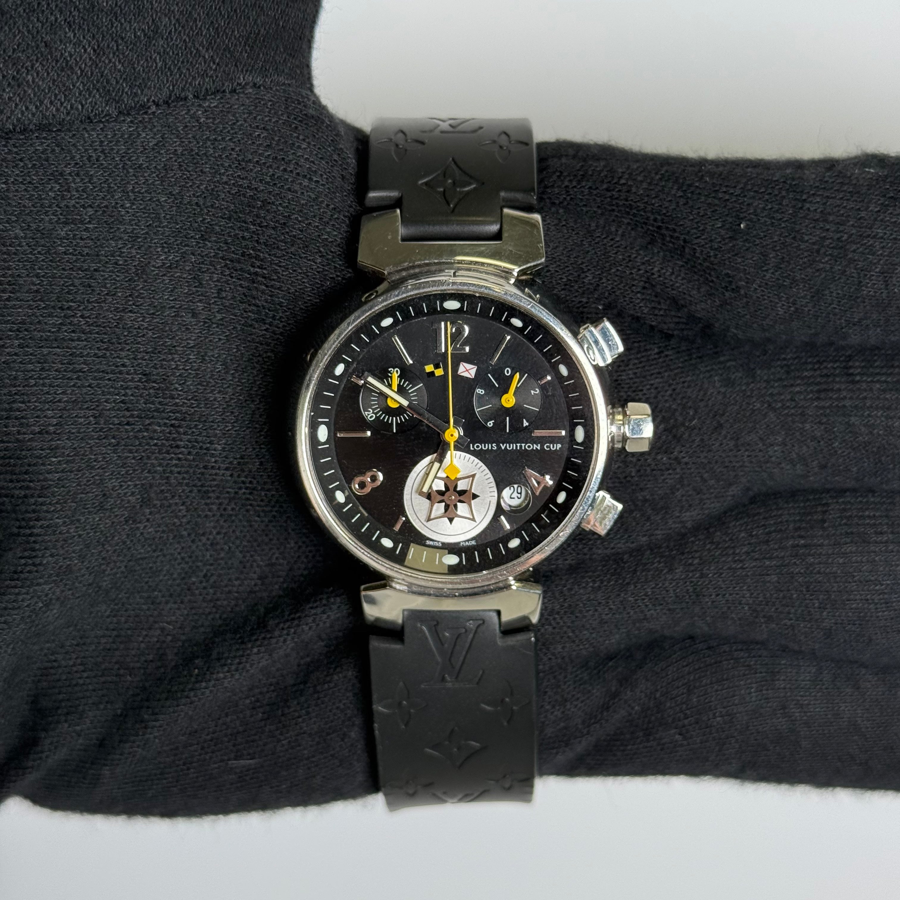 Louis Vuitton Cup 34mm Black Dial Watch Ref# Q132G - Happy Jewelers Fine Jewelry Lifetime Warranty