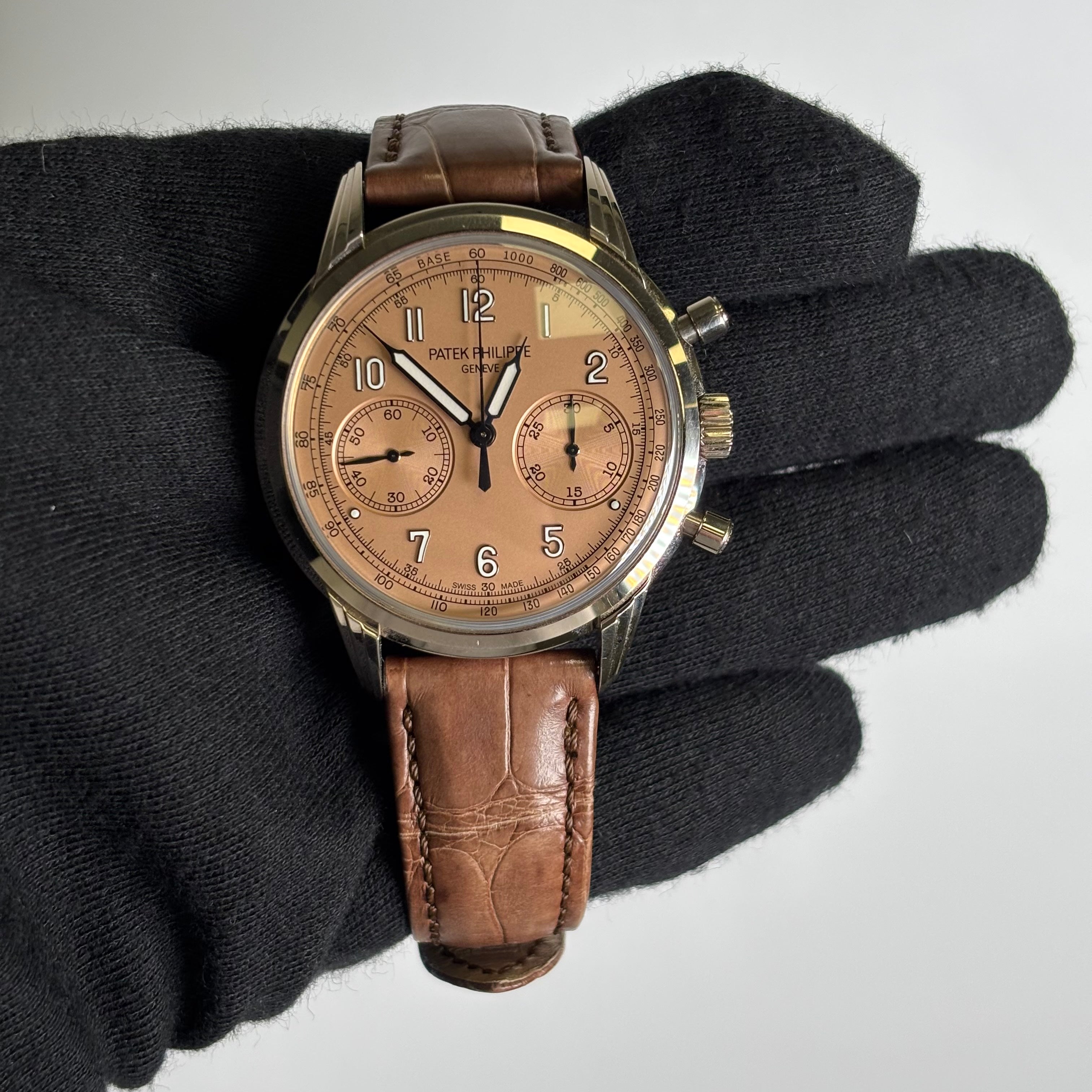 Patek Philippe Chronograph 41mm Salmon Dial Watch Ref# 5172G-010 - Happy Jewelers Fine Jewelry Lifetime Warranty