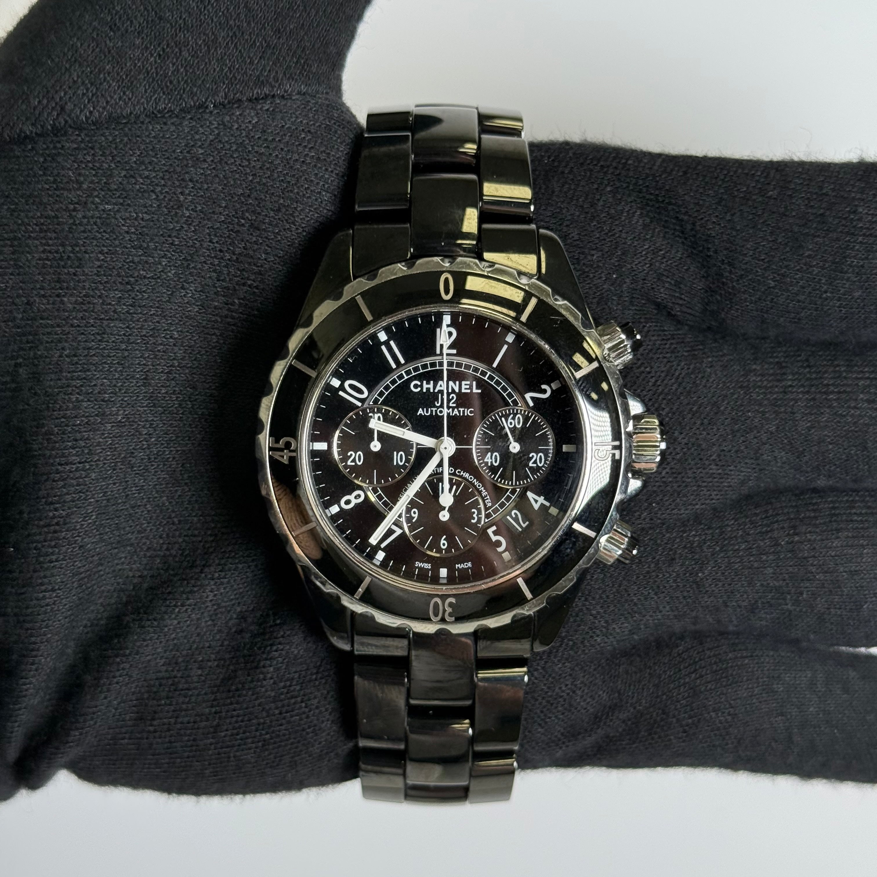 Chanel J12 41mm Black Dial Watch Ref# H0940 - Happy Jewelers Fine Jewelry Lifetime Warranty