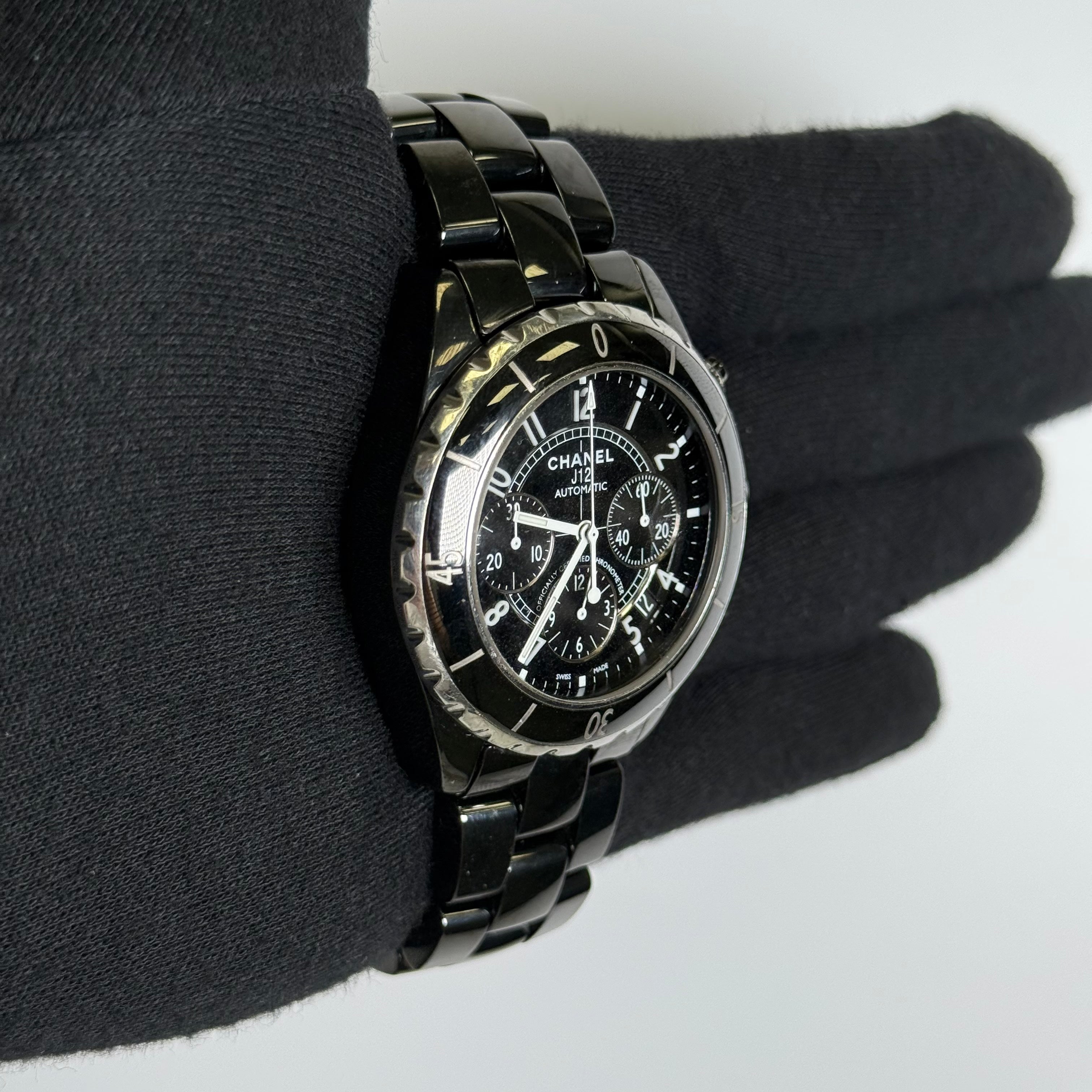 Chanel J12 41mm Black Dial Watch Ref# H0940 - Happy Jewelers Fine Jewelry Lifetime Warranty