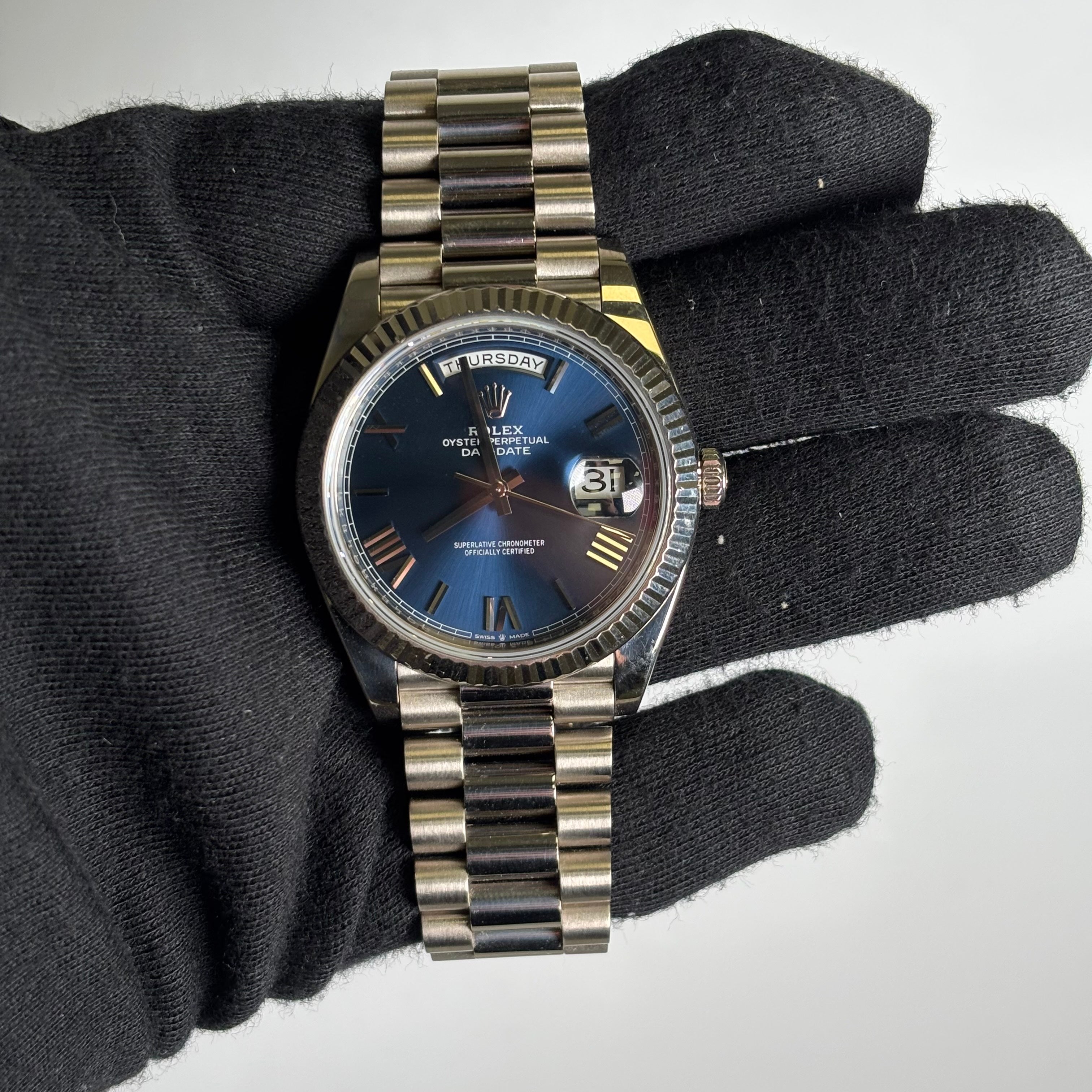 Rolex Day-Date 40mm Blue Dial Watch Ref# 228239 - Happy Jewelers Fine Jewelry Lifetime Warranty