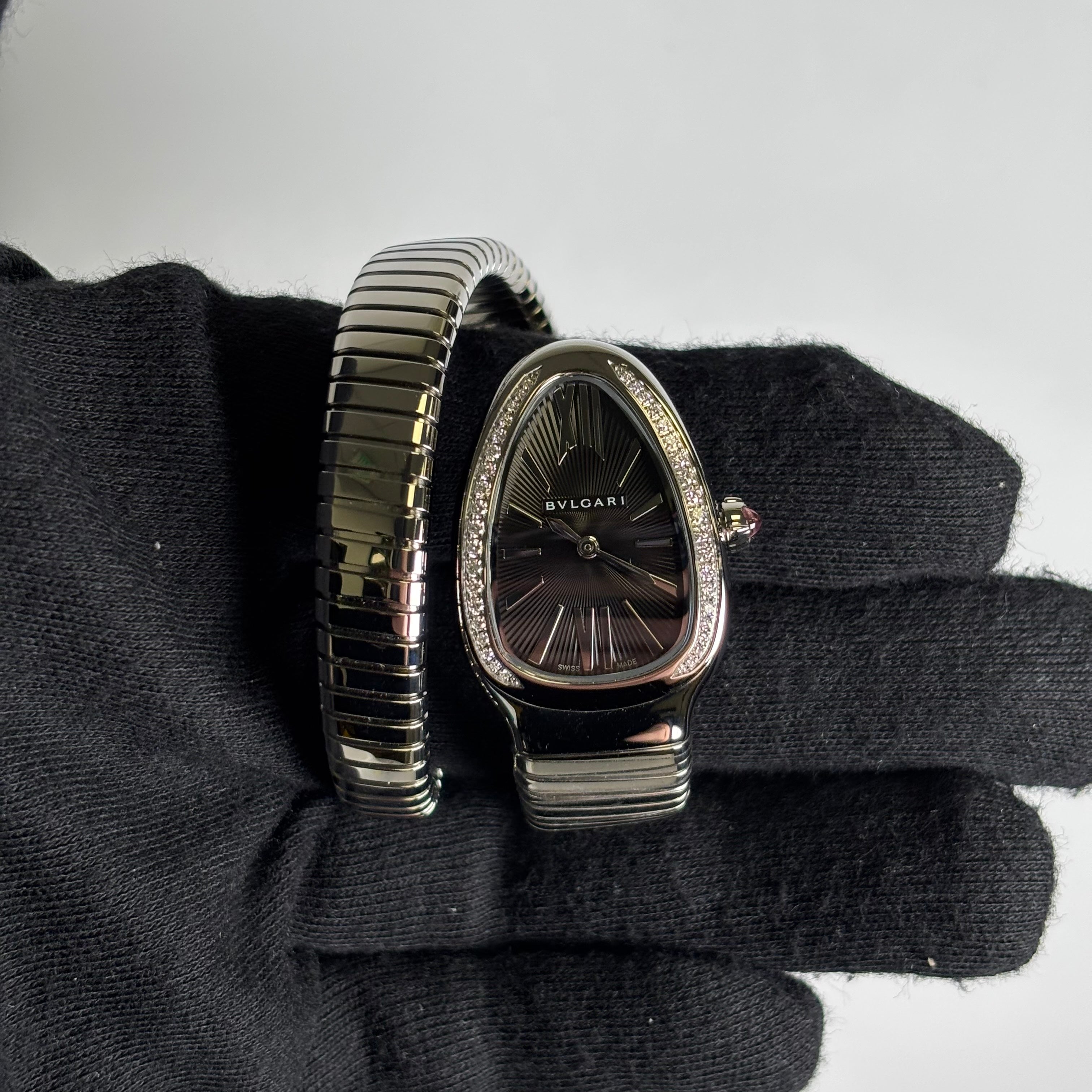 Bvlgari Serpenti 35mm Black Dial Watch Ref# 103524 - Happy Jewelers Fine Jewelry Lifetime Warranty