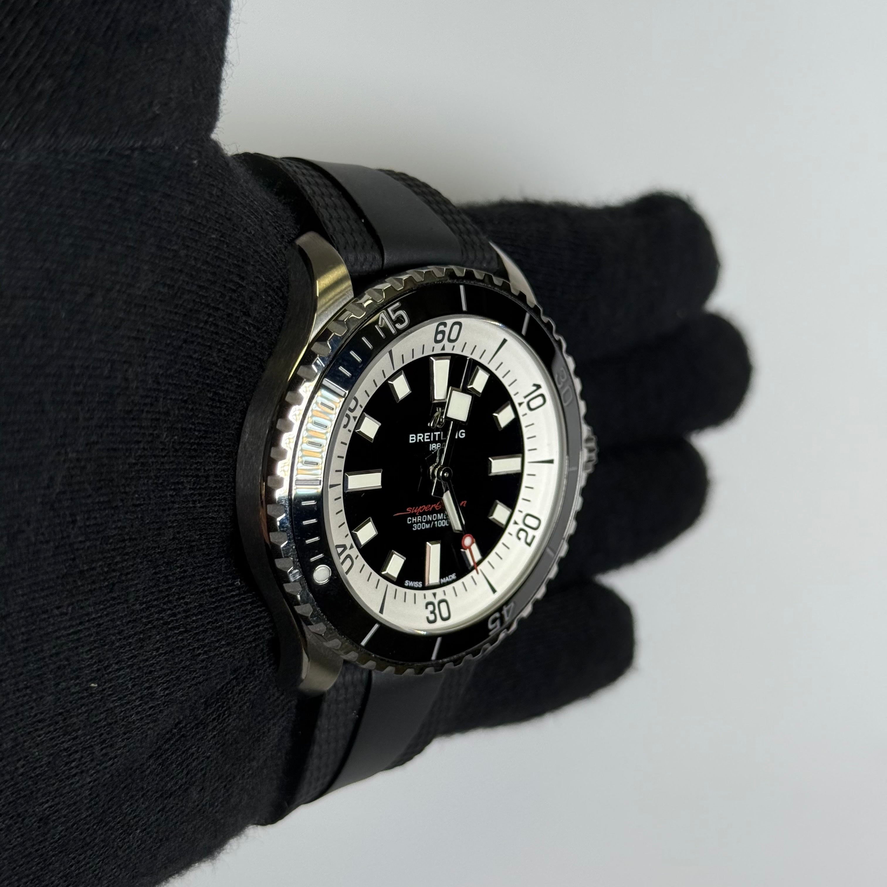 Breitling Superocean 44mm Black Dial Watch Ref# A17376 - Happy Jewelers Fine Jewelry Lifetime Warranty