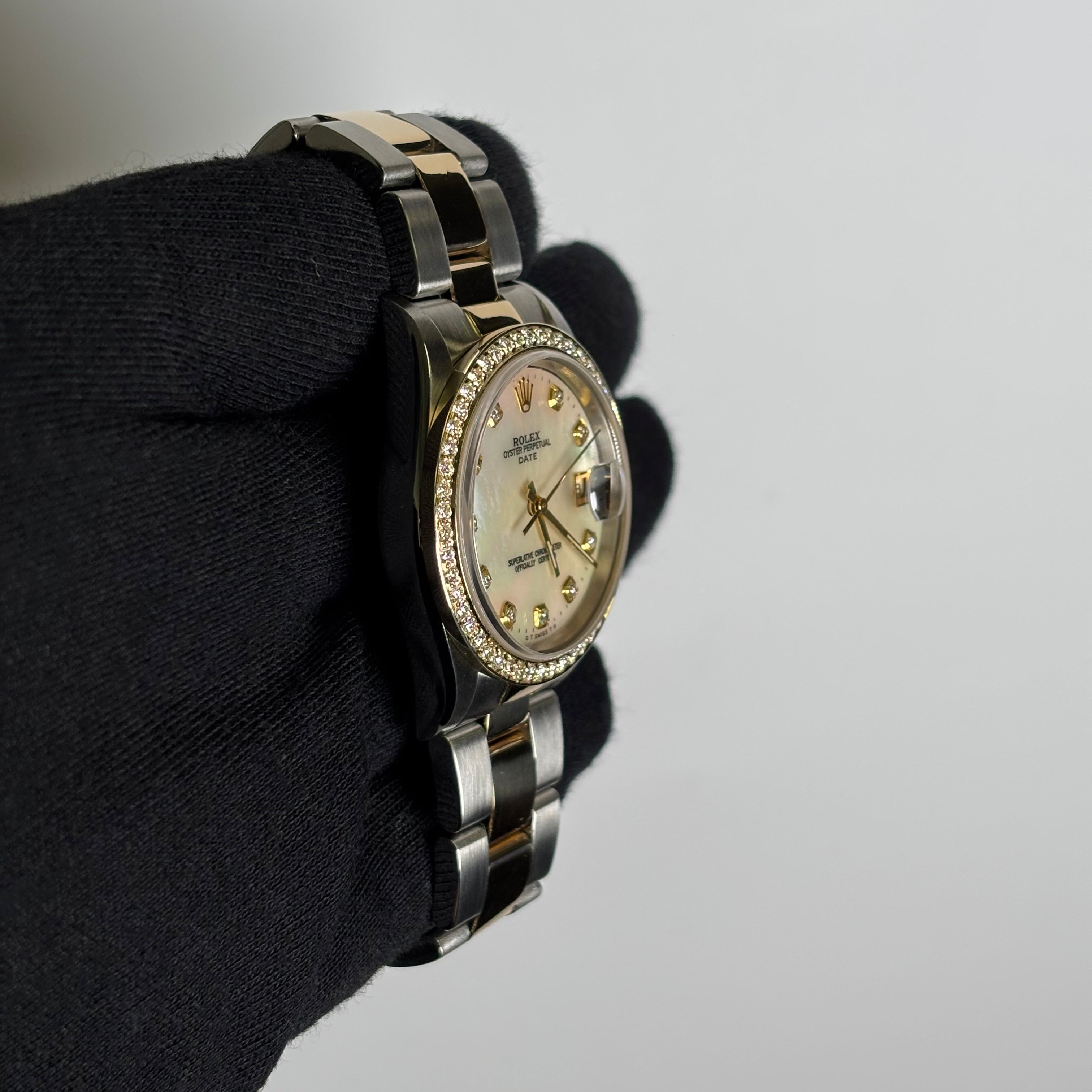 Rolex Oyster Perpetual 34mm MOP Dial Watch Ref# 15223 - Happy Jewelers Fine Jewelry Lifetime Warranty