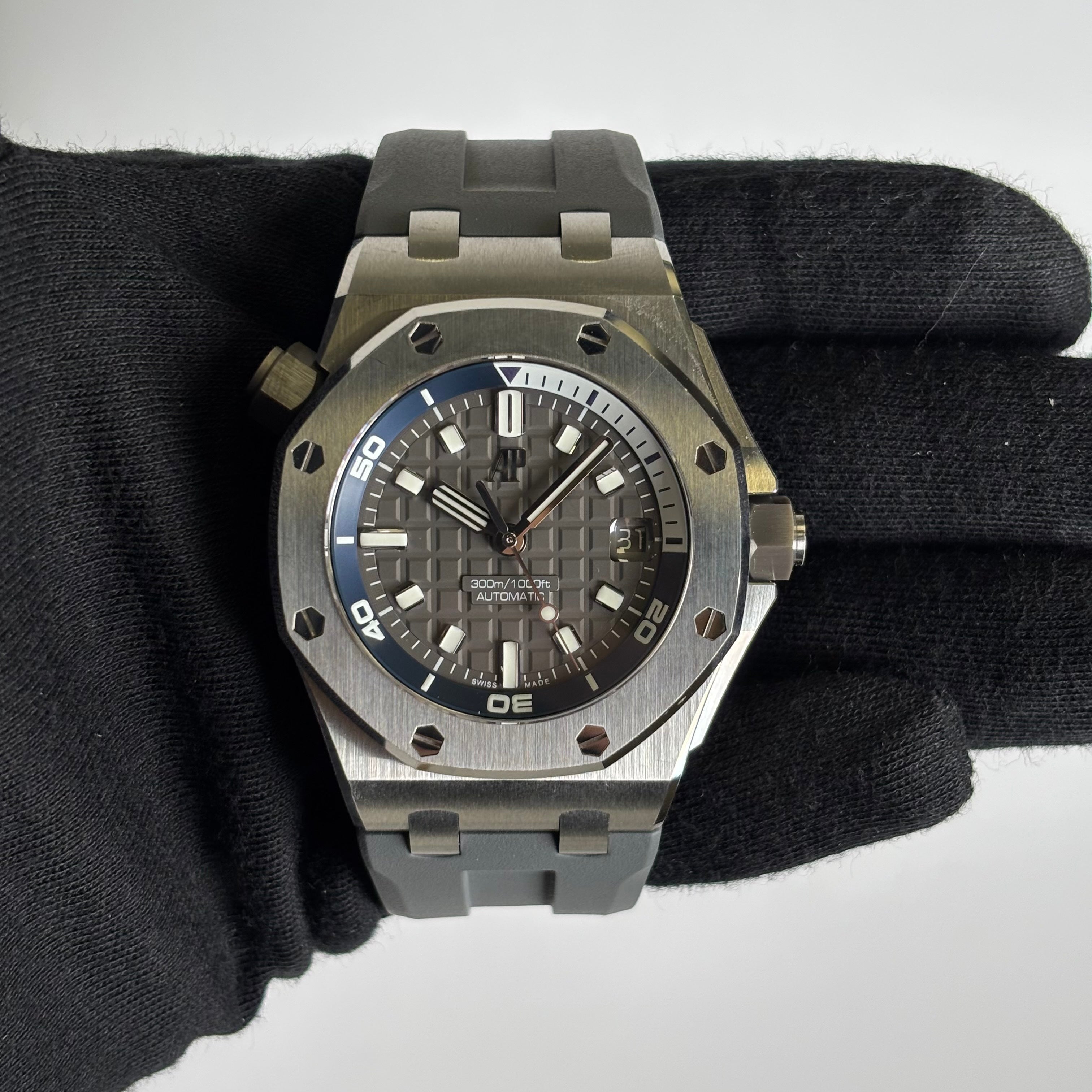 Audemars Piguet Royal Oak 42mm Grey Dial Watch Ref# 15720ST.OO.A009CA.01 - Happy Jewelers Fine Jewelry Lifetime Warranty