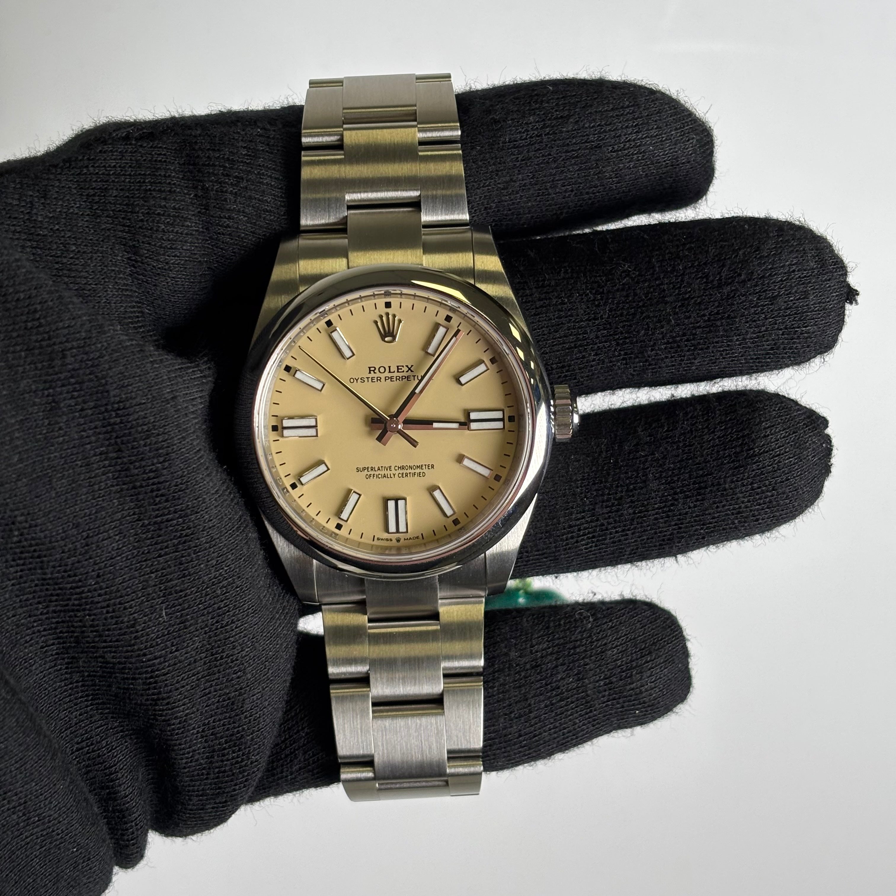 Rolex Oyster Perpetual 41mm Beige Dial Watch Ref# 134300 - Happy Jewelers Fine Jewelry Lifetime Warranty