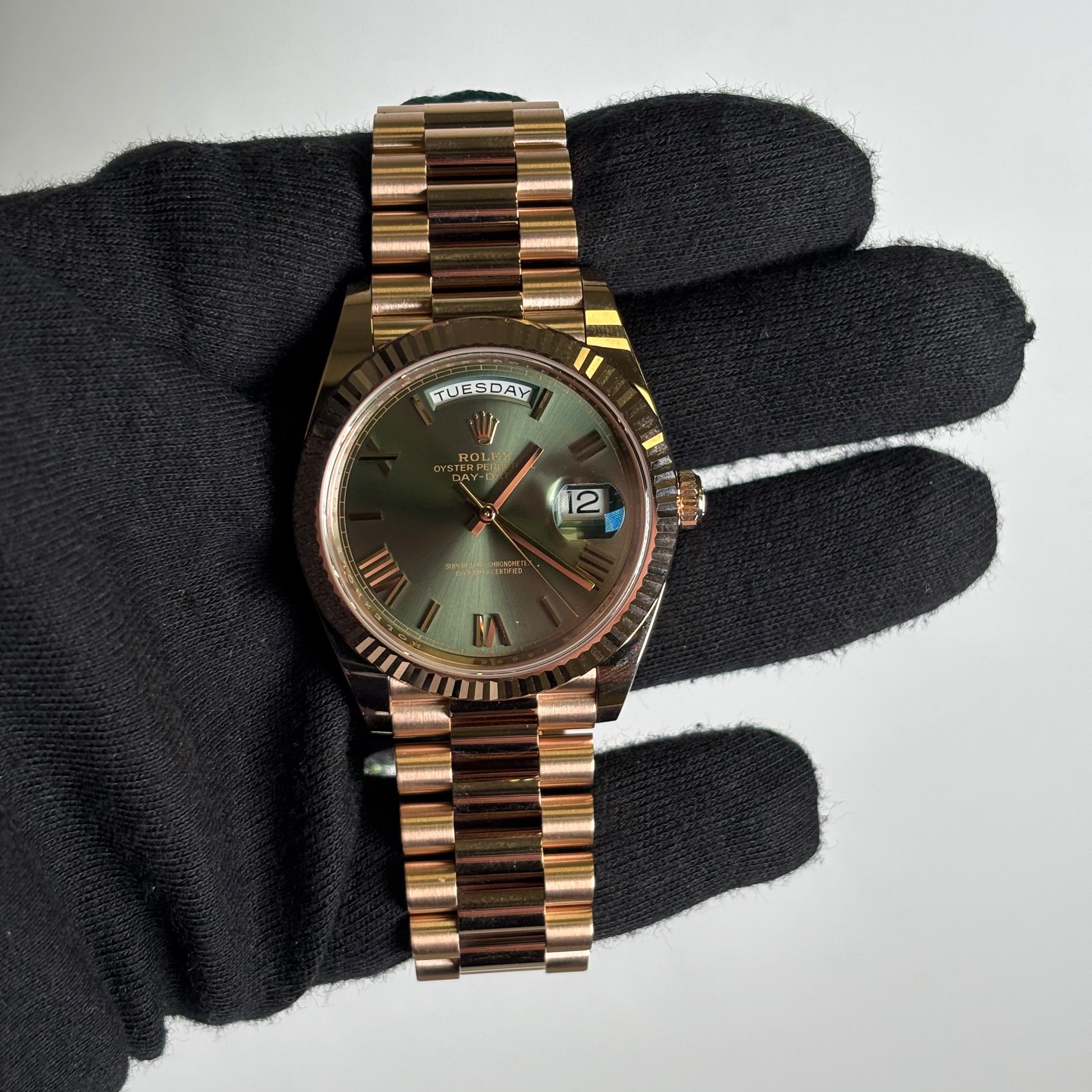 Rolex Day-Date 40mm Olive Dial Watch Ref# 228235 - Happy Jewelers Fine Jewelry Lifetime Warranty