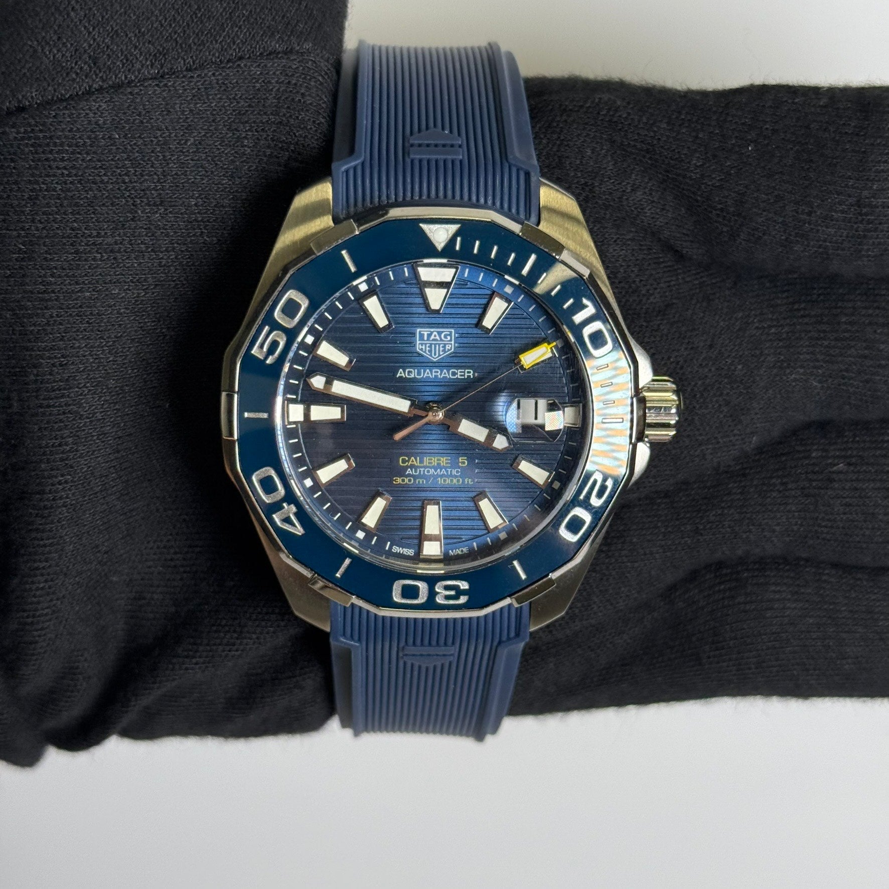 Tag Heuer Aquaracer 43mm Blue Dial Watch Ref# WAY201B - Happy Jewelers Fine Jewelry Lifetime Warranty