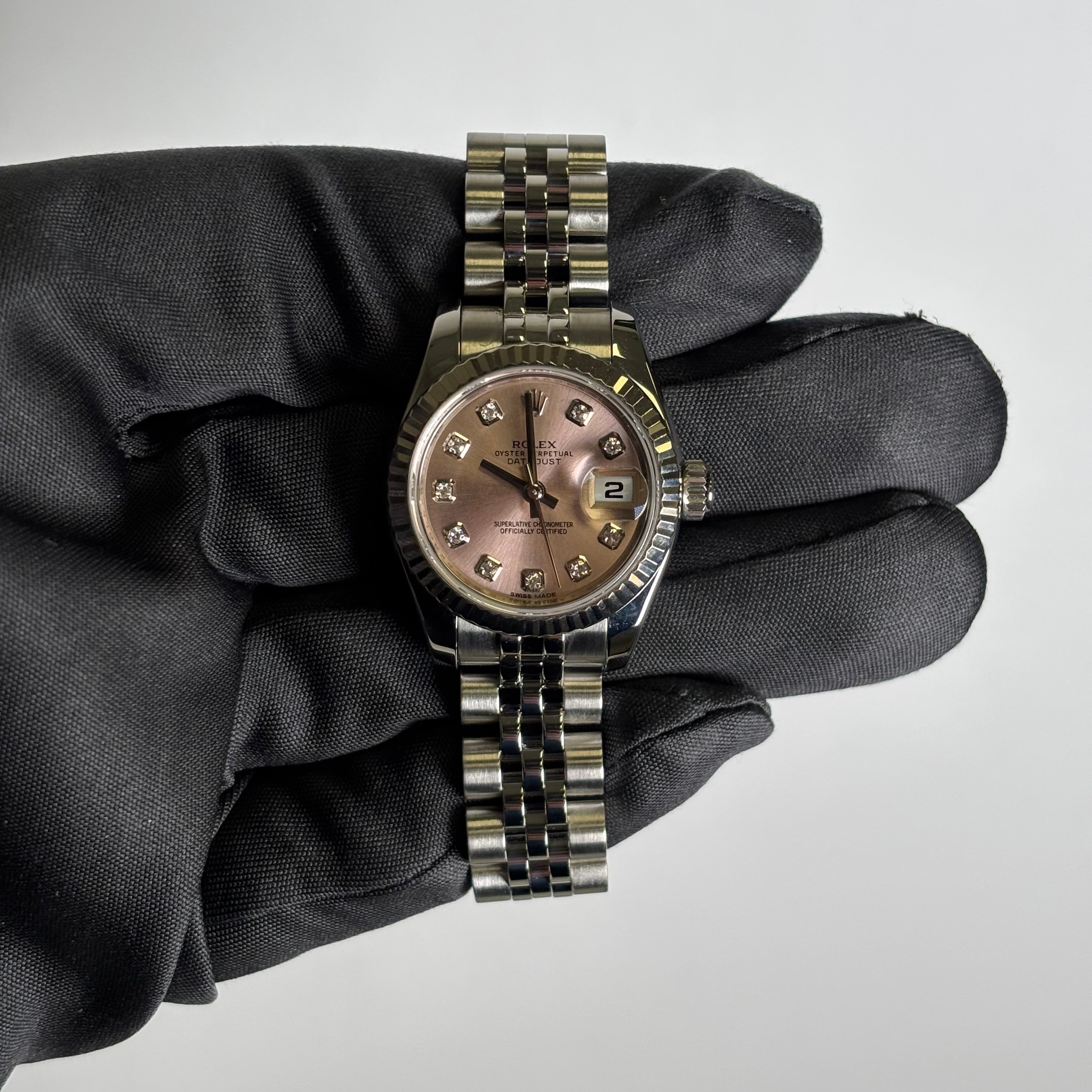 Rolex Datejust 26mm Pink Dial Watch Ref# 179174 - Happy Jewelers Fine Jewelry Lifetime Warranty