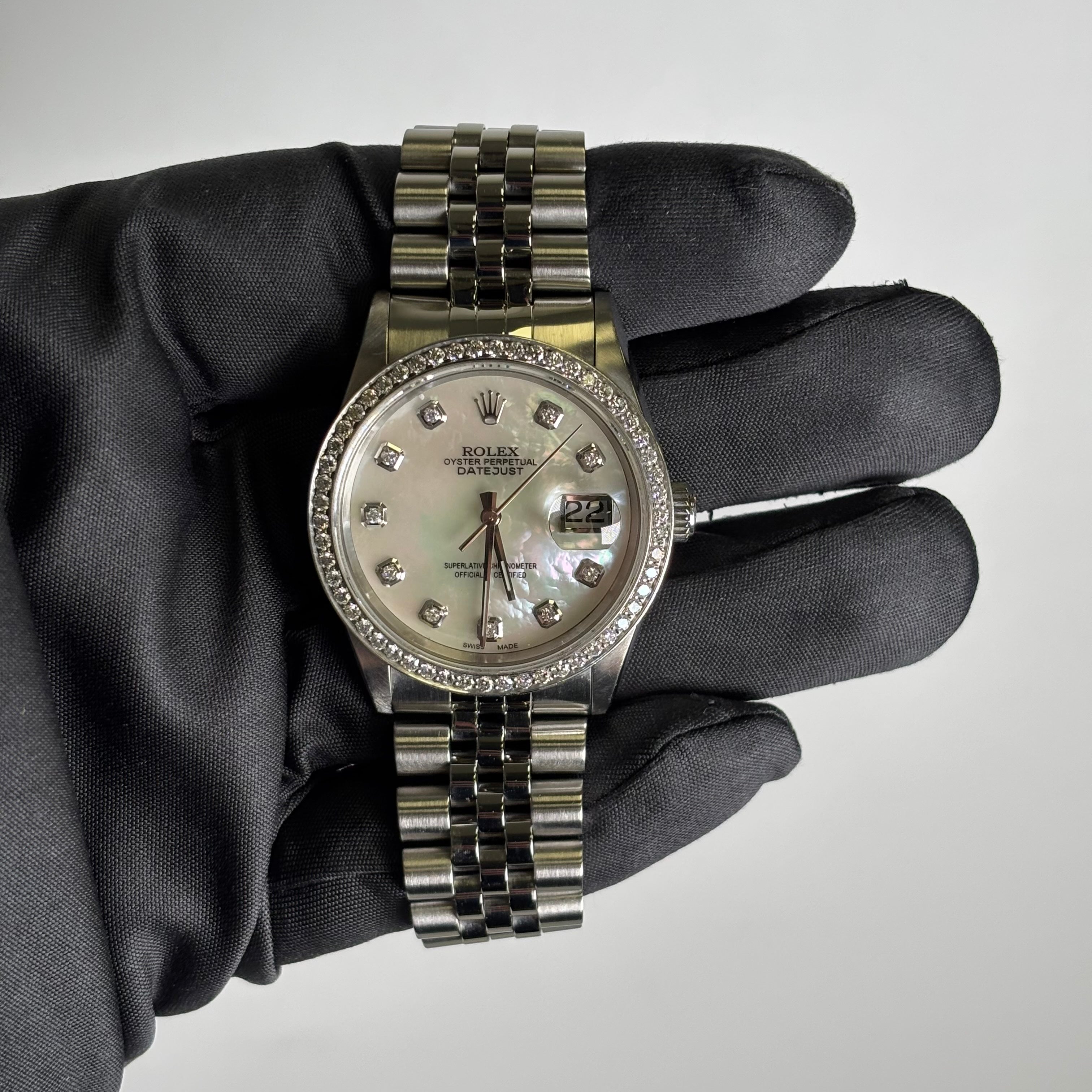 Rolex Datejust 36mm MOP Dial Watch Ref# 16220 - Happy Jewelers Fine Jewelry Lifetime Warranty