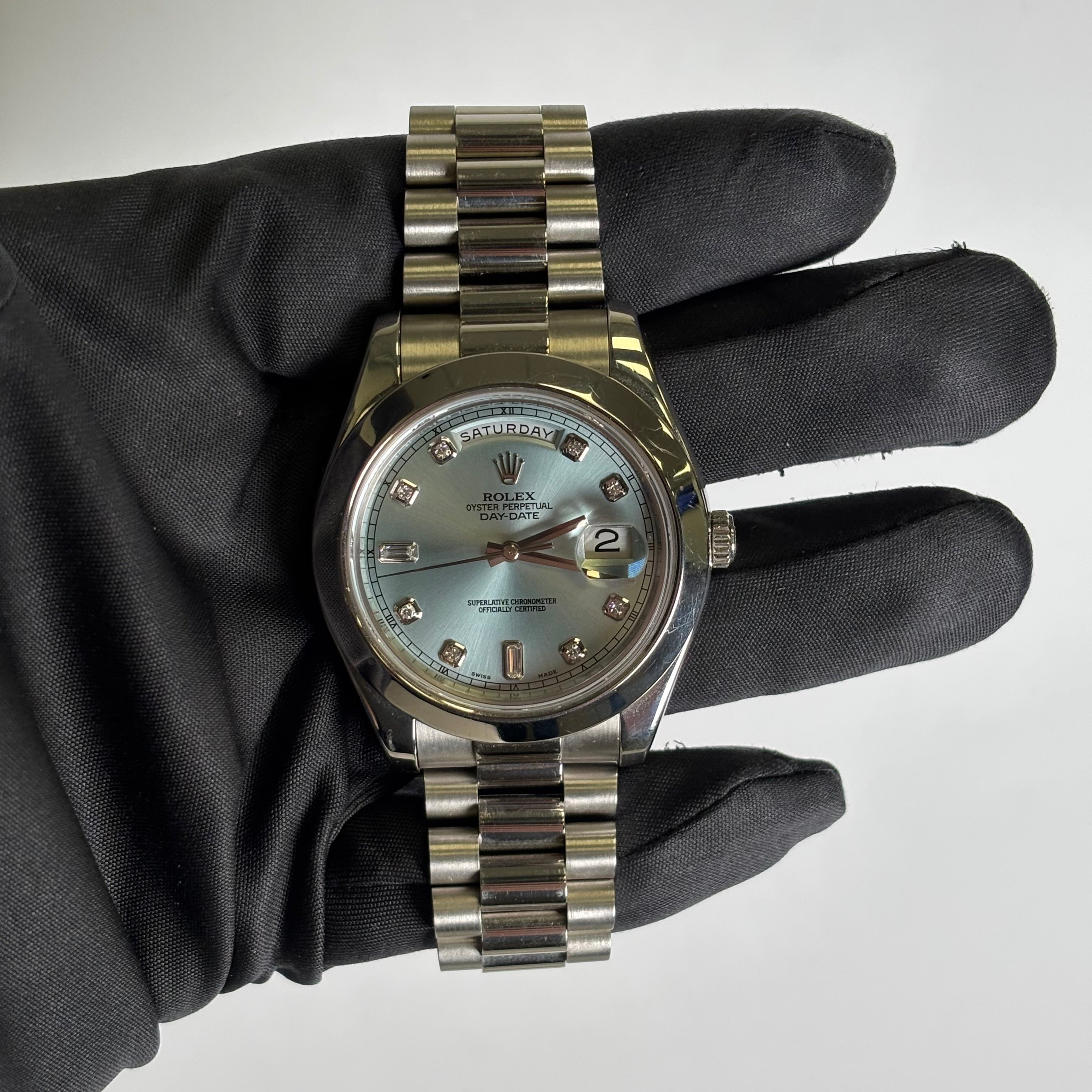 Rolex Day-Date 41mm Blue Dial Watch Ref# 218206 - Happy Jewelers Fine Jewelry Lifetime Warranty