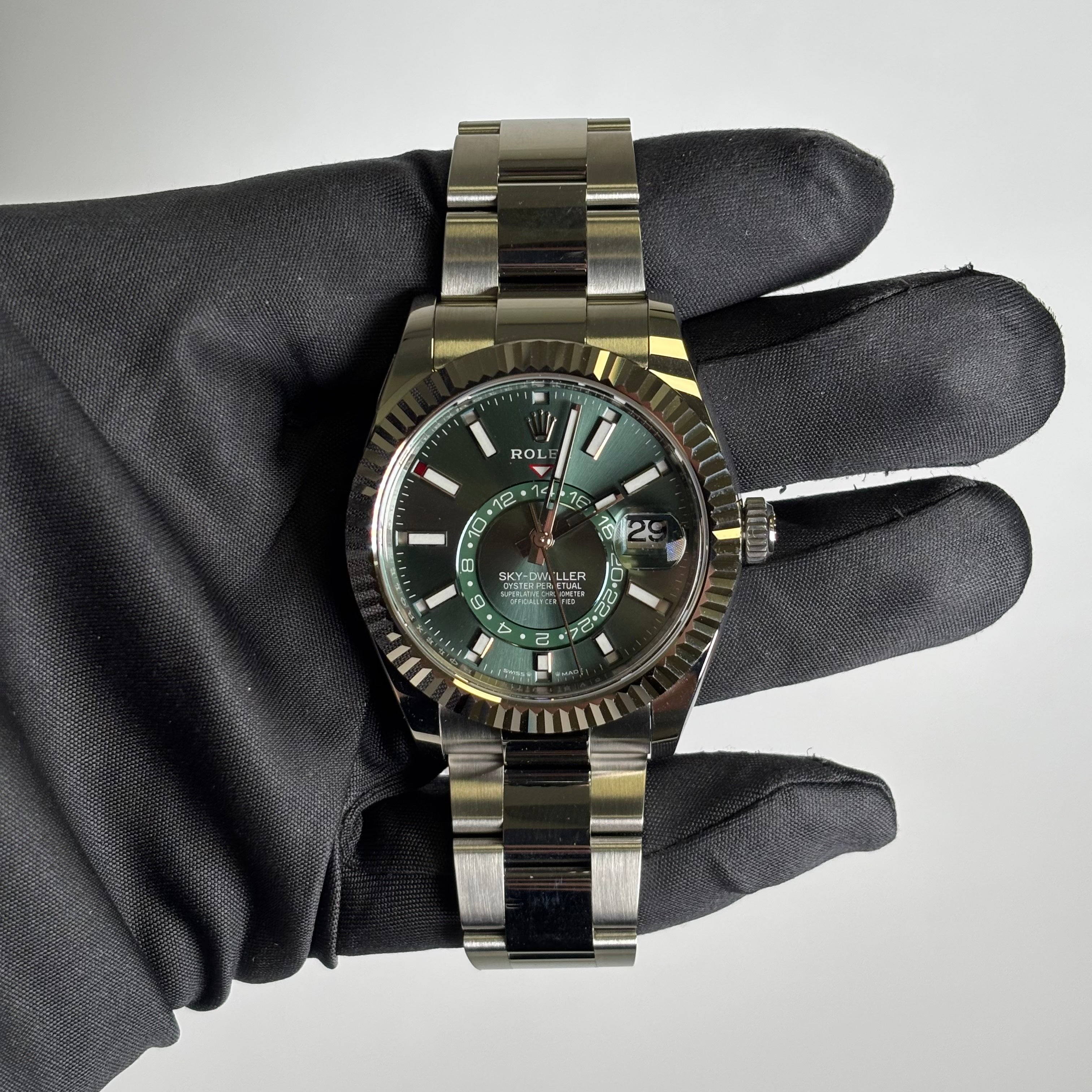Rolex Sky-Dweller 42mm Green Dial Watch Ref# 336934 - Happy Jewelers Fine Jewelry Lifetime Warranty