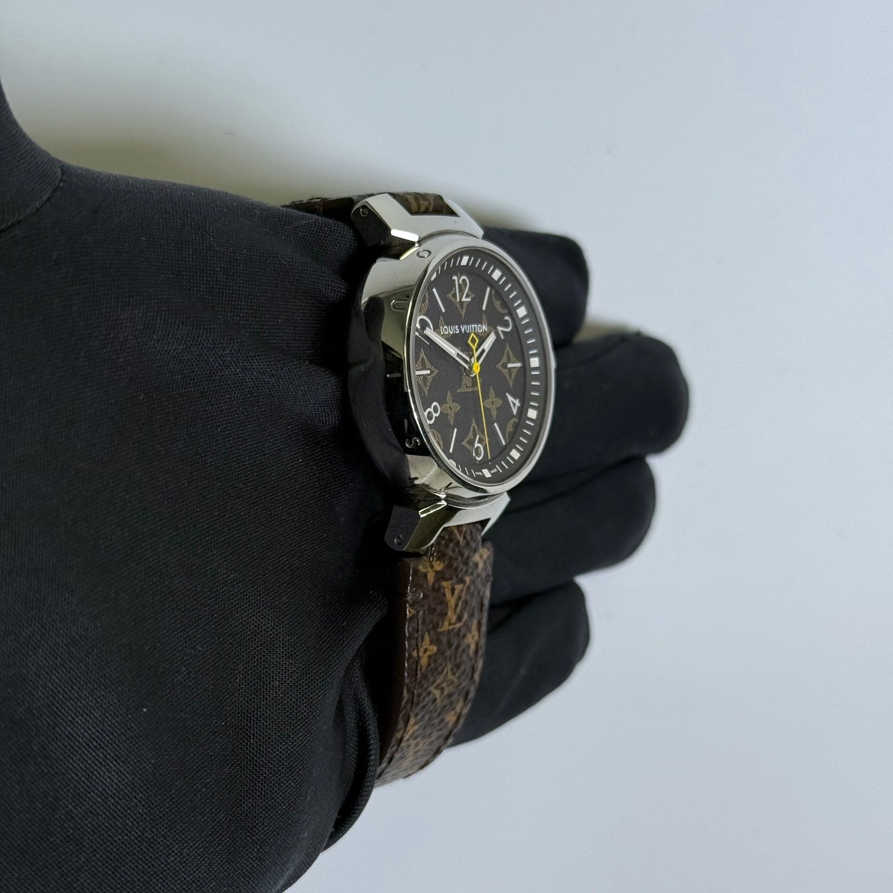 Louis Vuitton Tambour 38mm MOP Dial Watch Ref# Q11BA - Happy Jewelers Fine Jewelry Lifetime Warranty