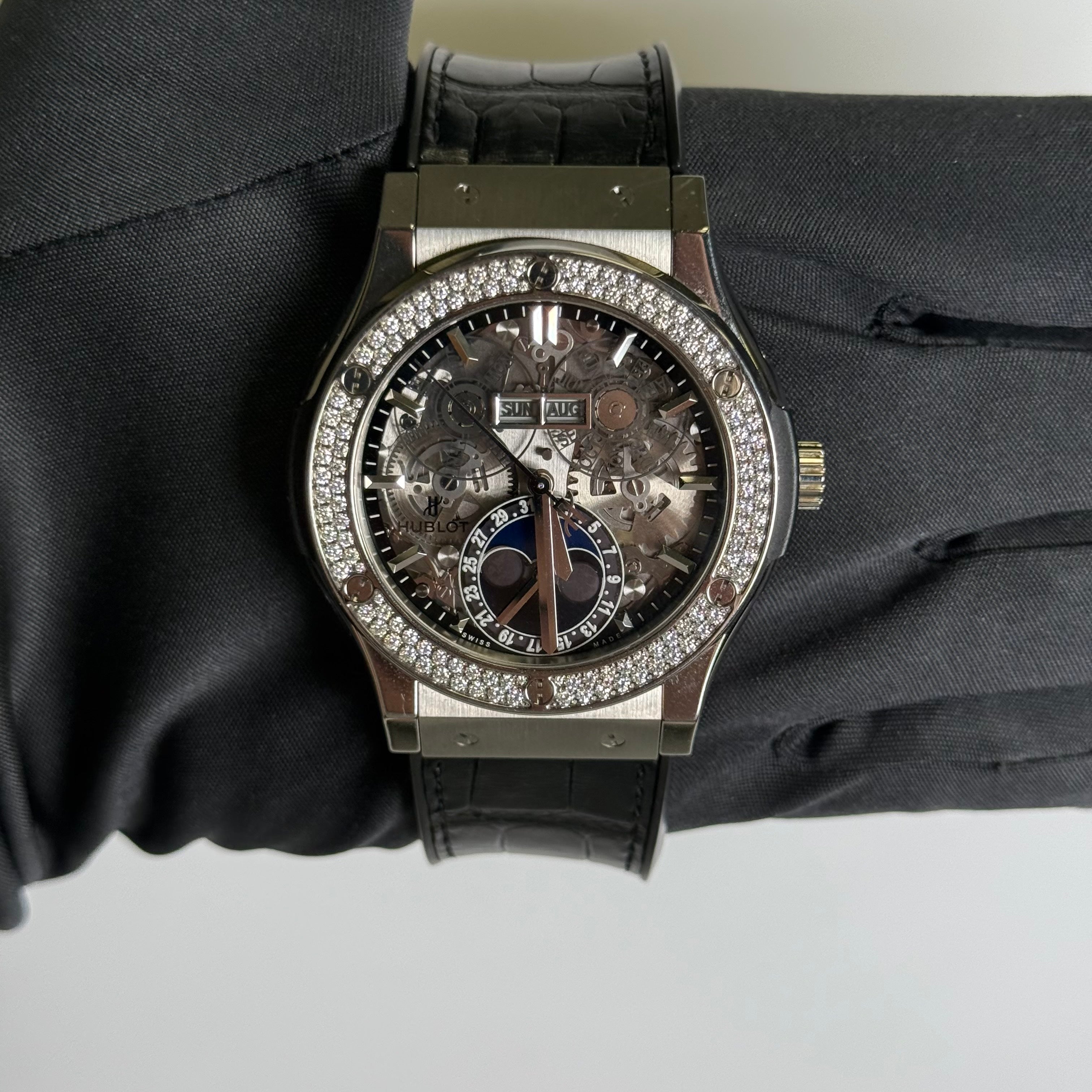 Hublot Classic Fusion 45mm Openwork Dial Watch Ref# 517.NX.0170.LR - Happy Jewelers Fine Jewelry Lifetime Warranty