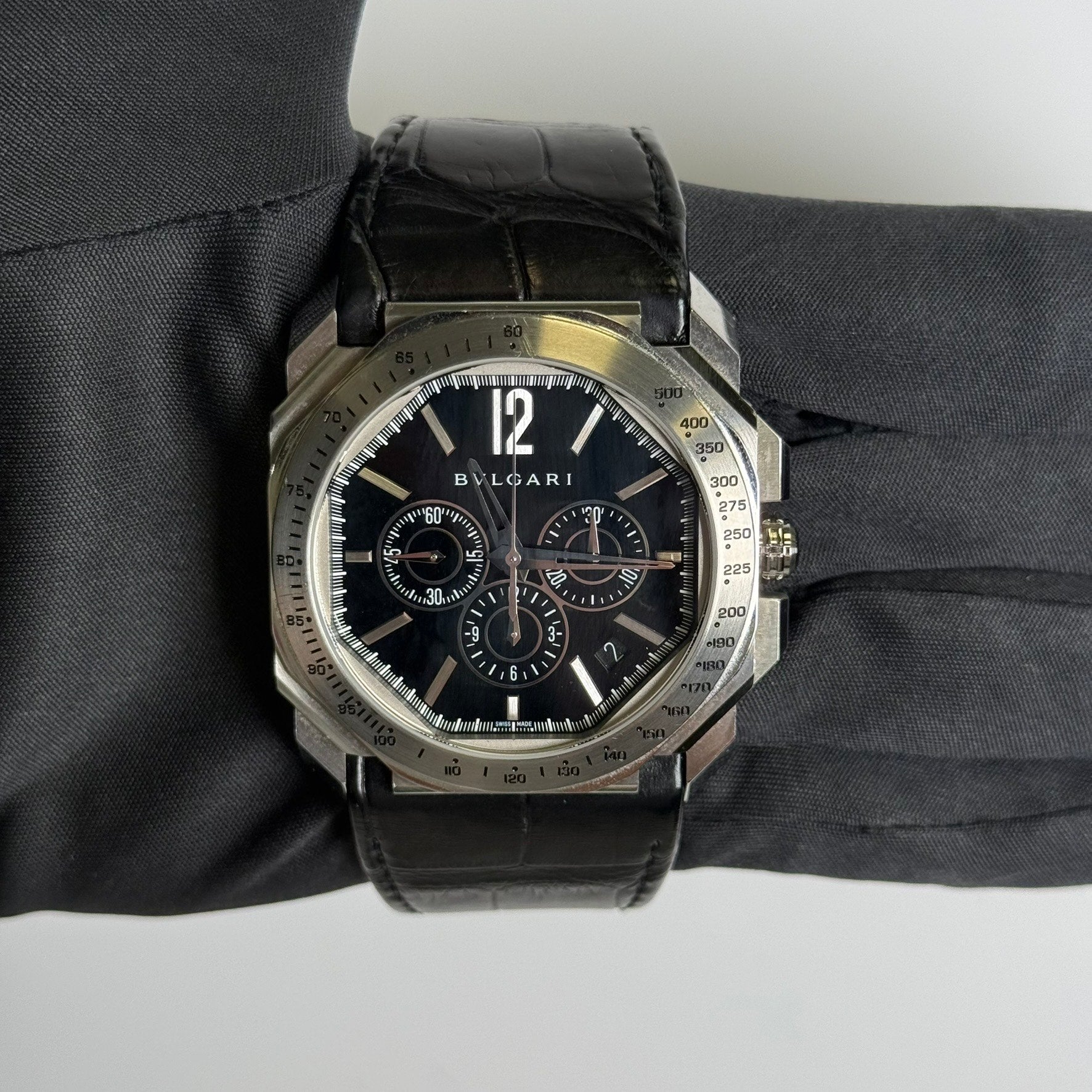 Bvlgari Octo Velocissimo 41mm Black Dial Watch Ref# BGO41SCH - Happy Jewelers Fine Jewelry Lifetime Warranty