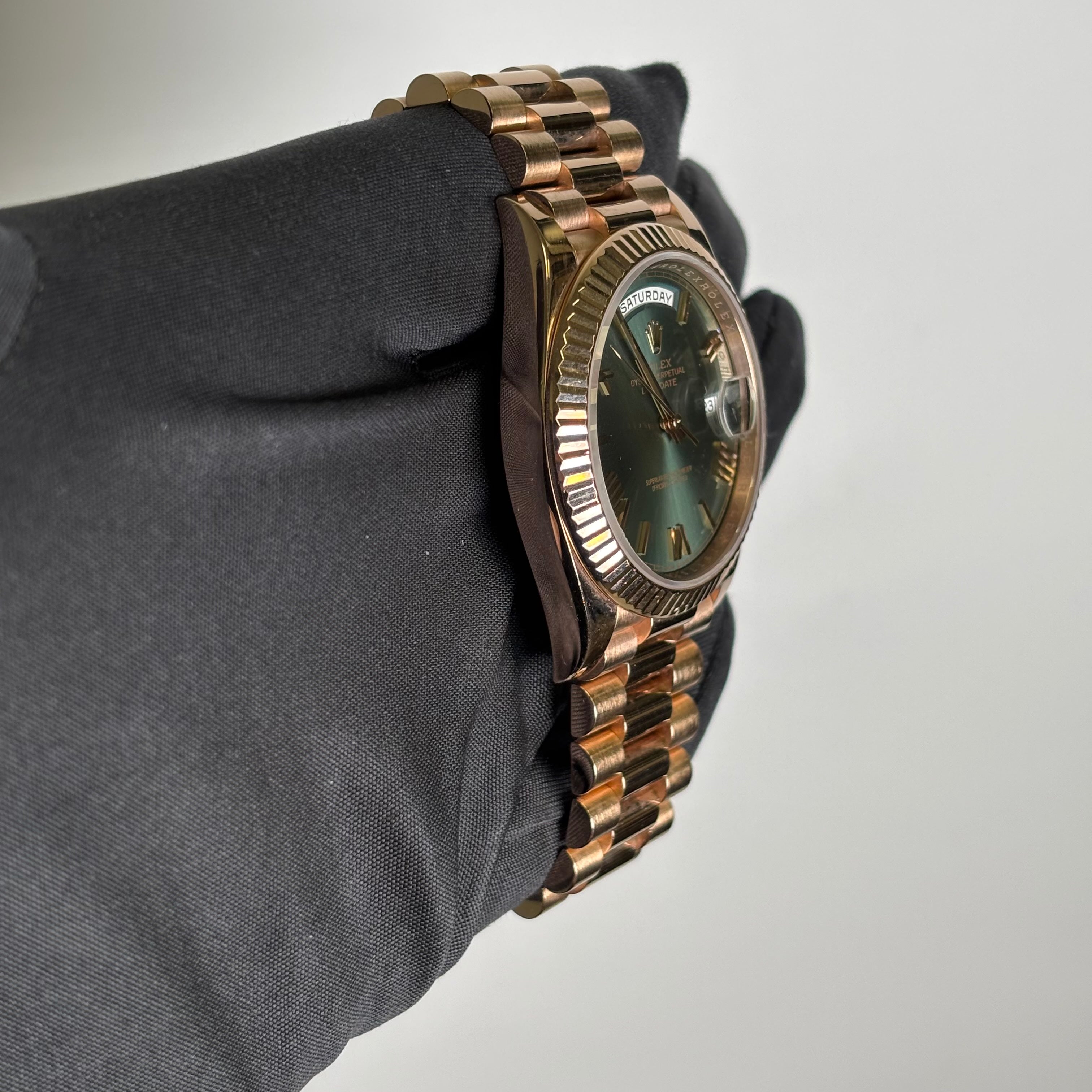 Rolex Day-Date 40mm Olive Dial Watch Ref# 228235 - Happy Jewelers Fine Jewelry Lifetime Warranty