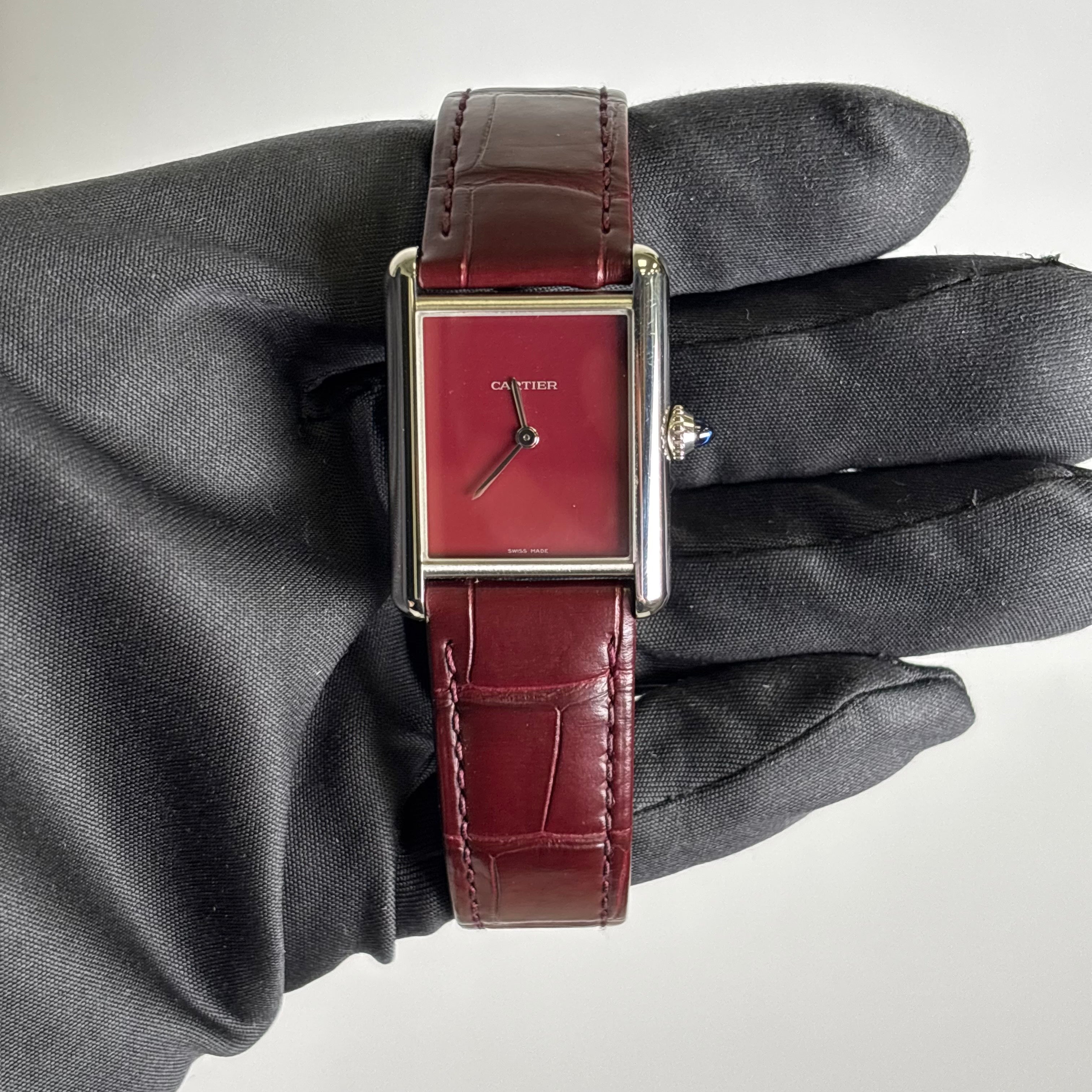 Cartier Tank 33mm Red Dial Watch Ref# WSTA0054 - Happy Jewelers Fine Jewelry Lifetime Warranty