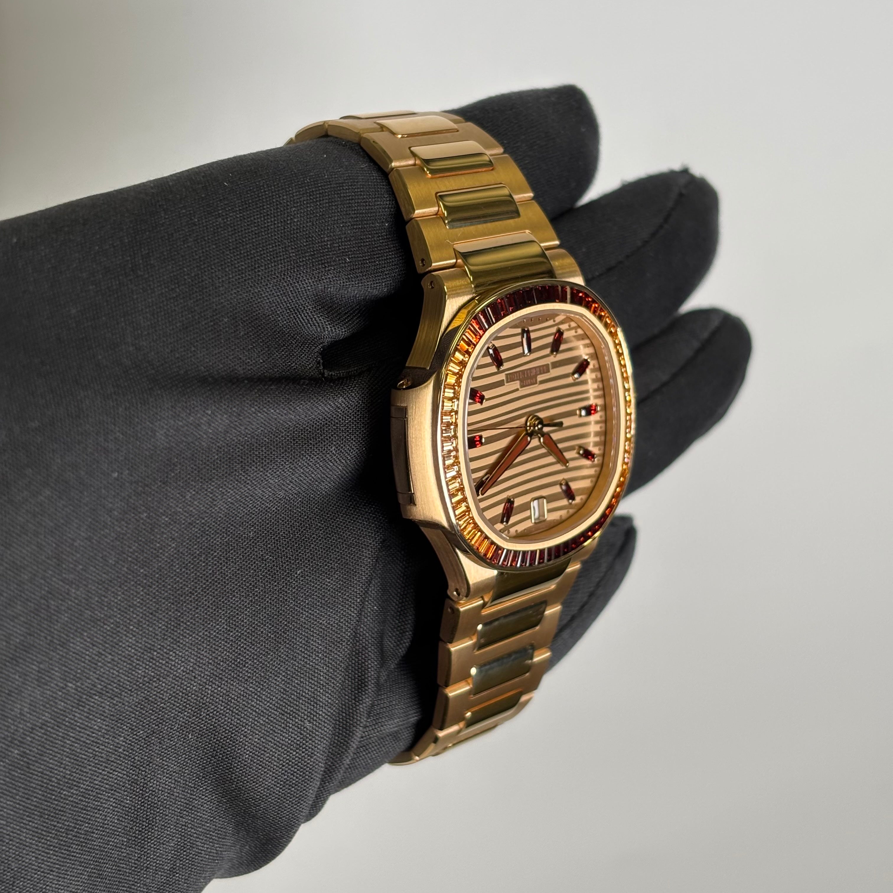 Patek Philippe Nautilus 35mm Rose Dial Watch Ref# 7118/1300R-001 - Happy Jewelers Fine Jewelry Lifetime Warranty