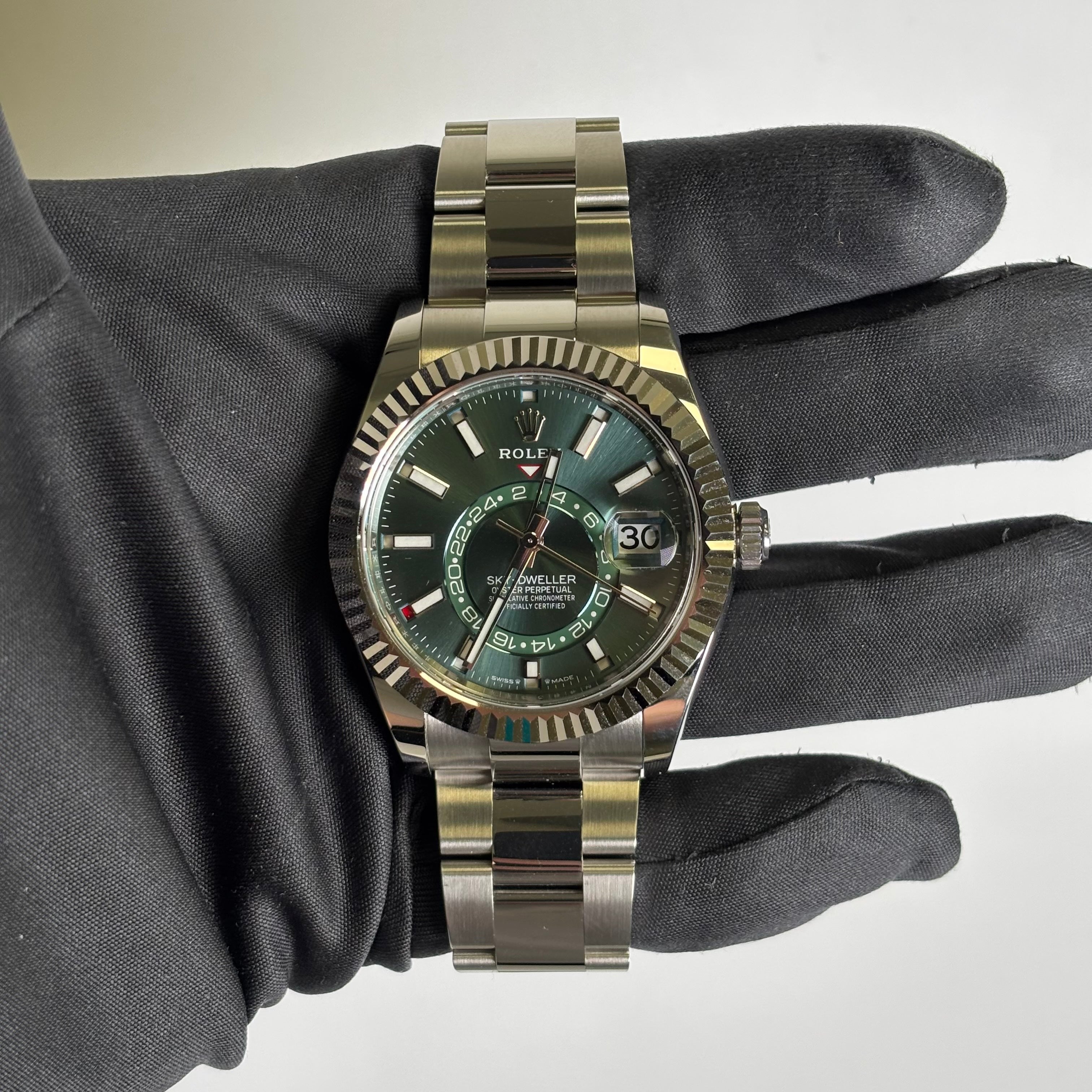 Rolex Sky-Dweller 42mm Green Dial Watch Ref# 336934 - Happy Jewelers Fine Jewelry Lifetime Warranty