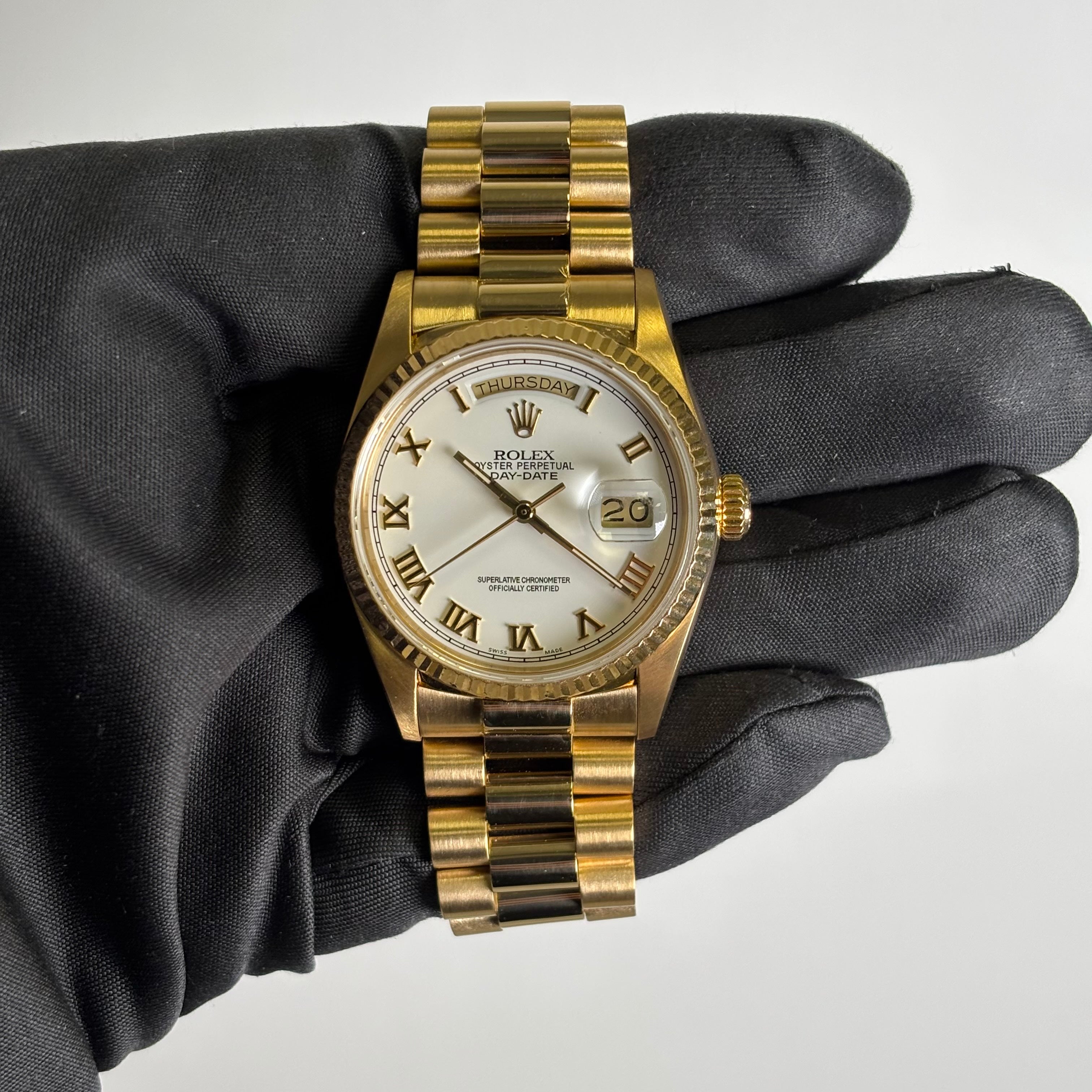 Rolex Day-Date 36mm White Dial Watch Ref# 18038 - Happy Jewelers Fine Jewelry Lifetime Warranty