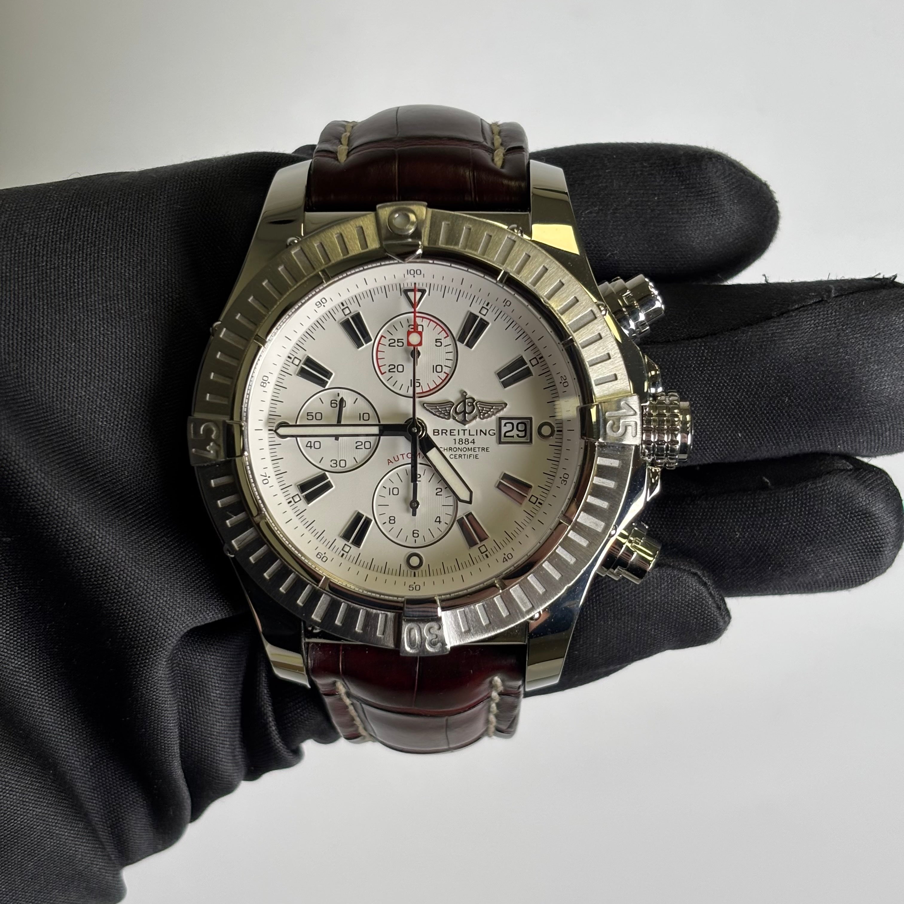 Breitling Super Avenger 48mm White Dial Watch Ref# A13370 - Happy Jewelers Fine Jewelry Lifetime Warranty