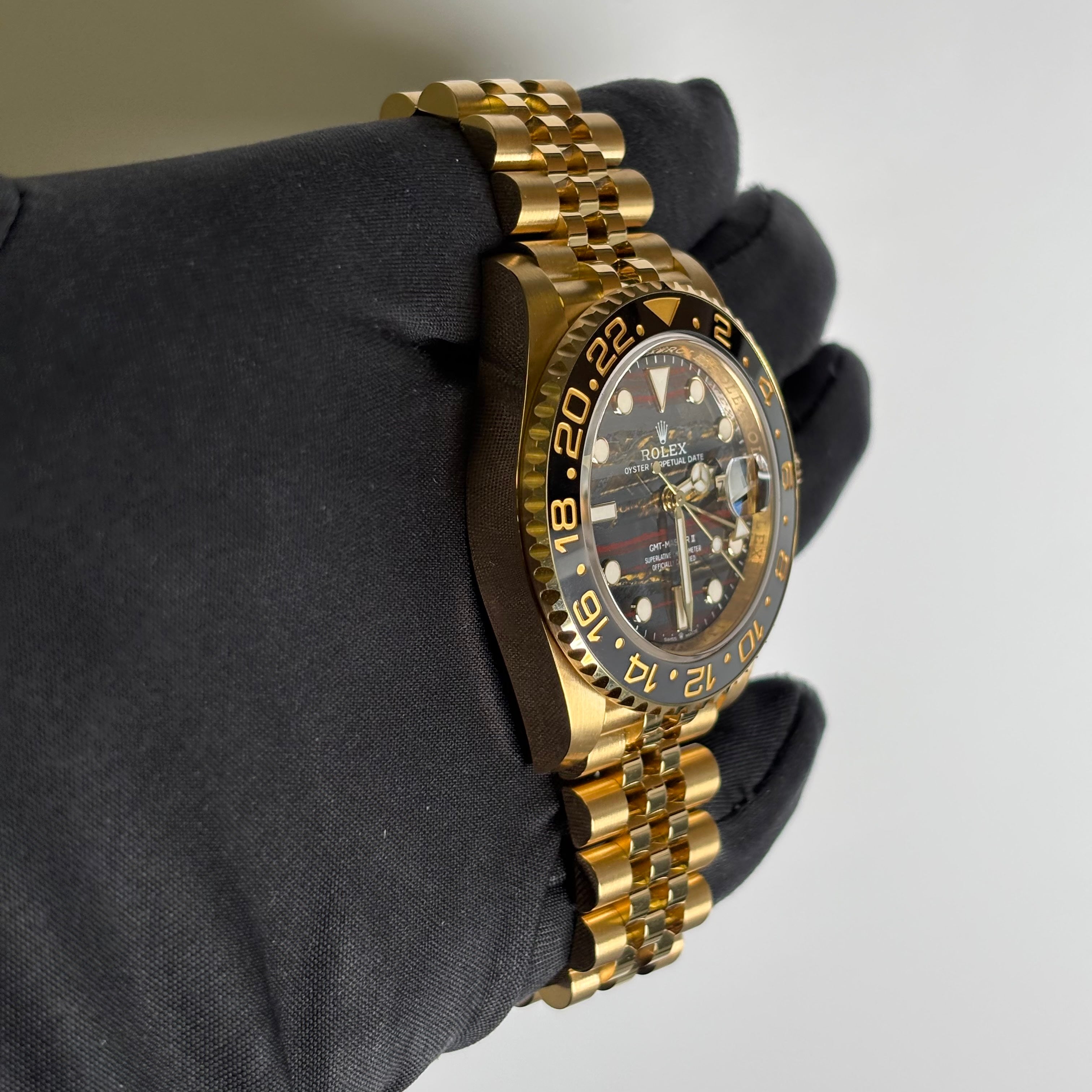 Rolex GMT-Master II 40mm Tiger Iron Dial Watch Ref# 126718GRNR - Happy Jewelers Fine Jewelry Lifetime Warranty