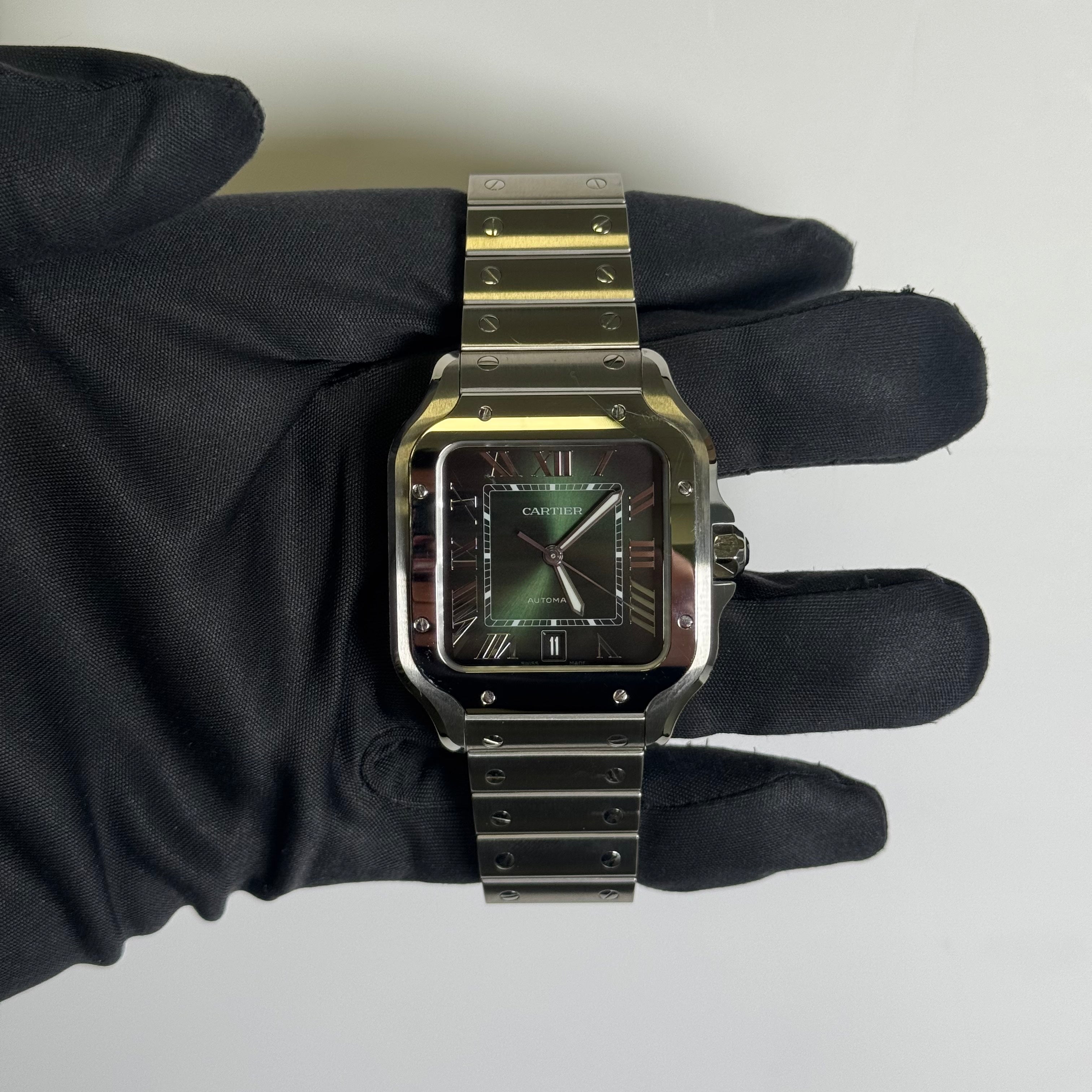 Cartier Santos 39.8mm Green Dial Watch Ref# WSSA0062 - Happy Jewelers Fine Jewelry Lifetime Warranty