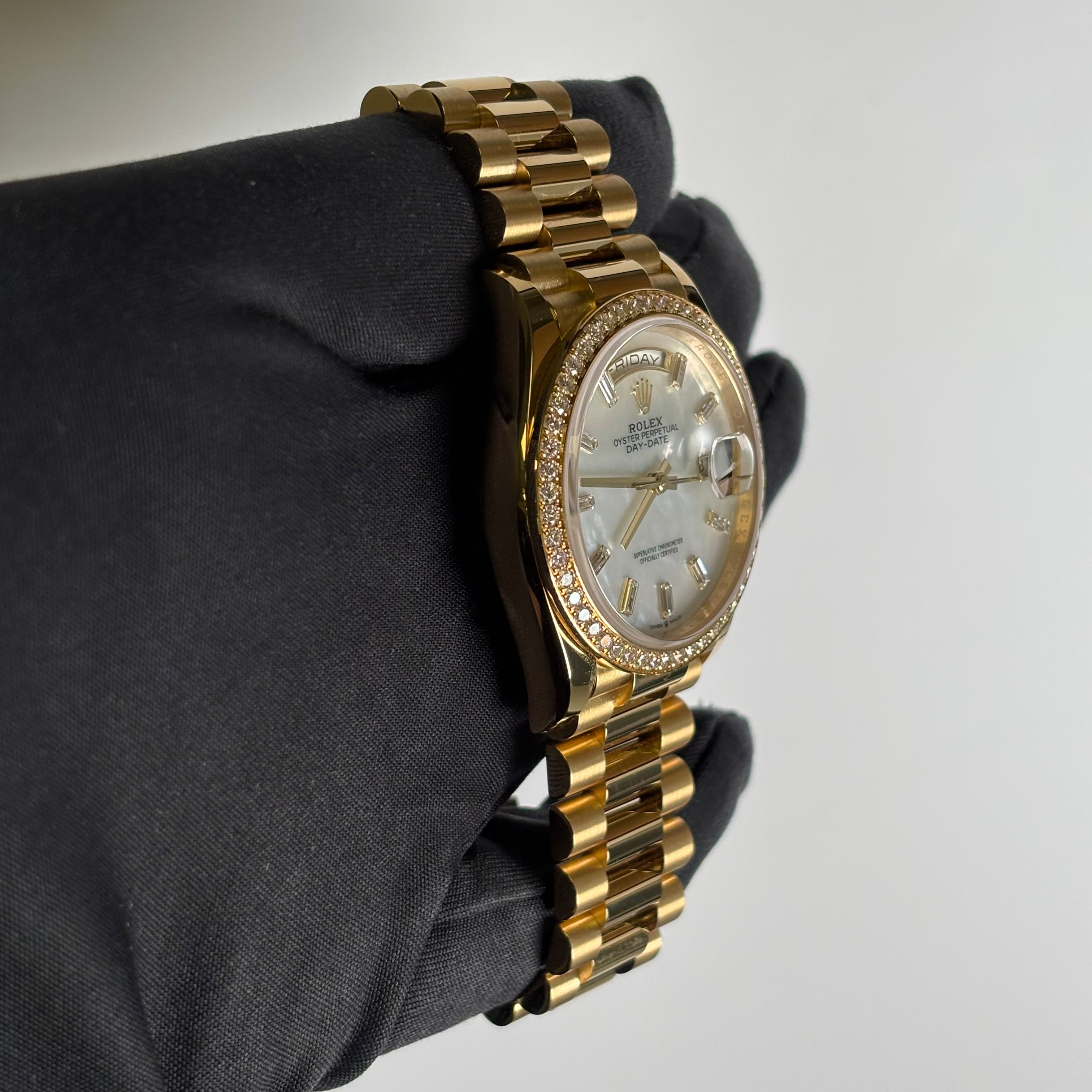 Rolex Day-Date 36mm MOP Dial Watch Ref# 128348RBR - Happy Jewelers Fine Jewelry Lifetime Warranty