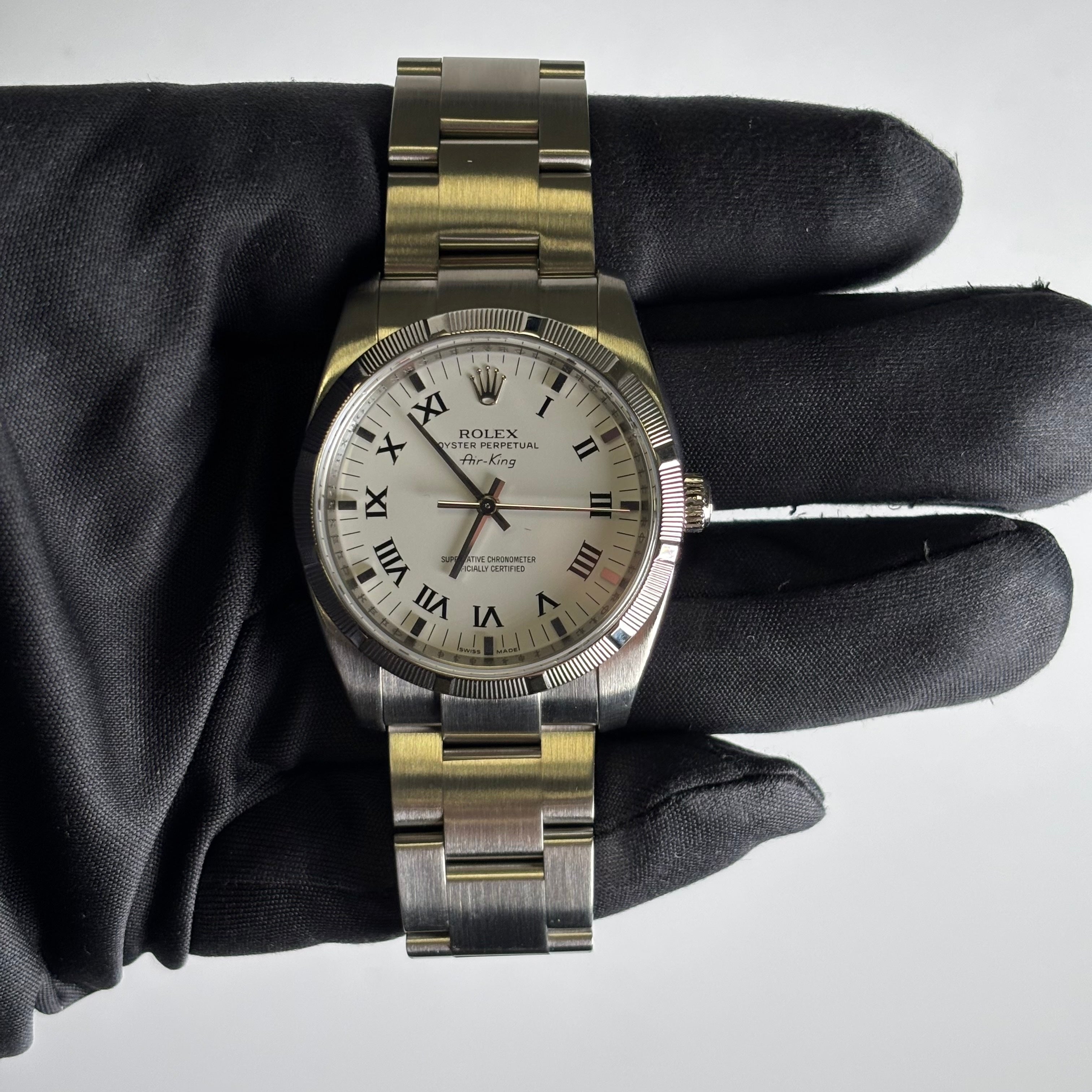 Rolex Air-King 34mm White Dial Watch Ref# 114210 - Happy Jewelers Fine Jewelry Lifetime Warranty